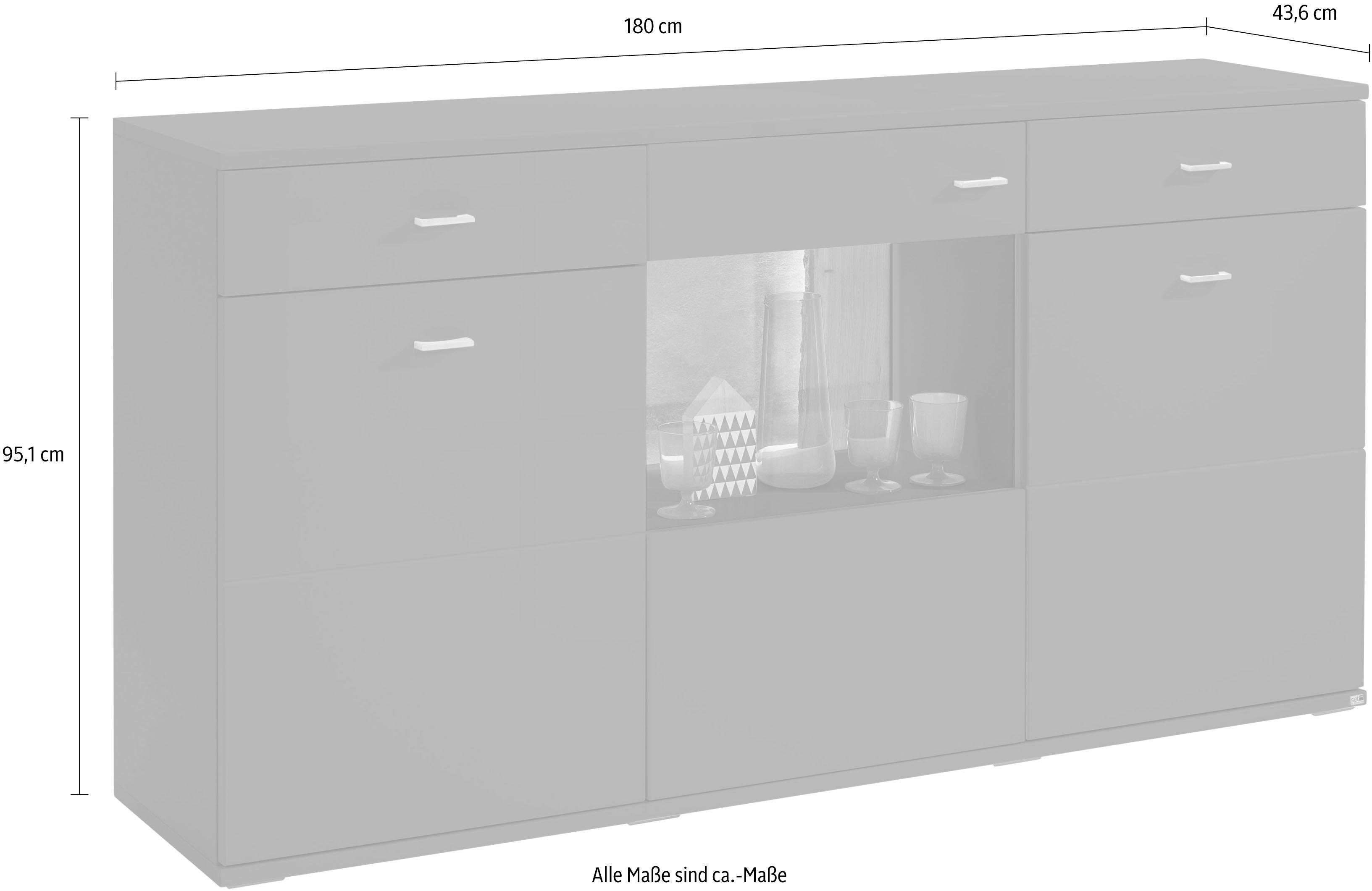 set one by Musterring Dressoir Tacoma Type 53, breedte 180 cm, met getinte glasdeur