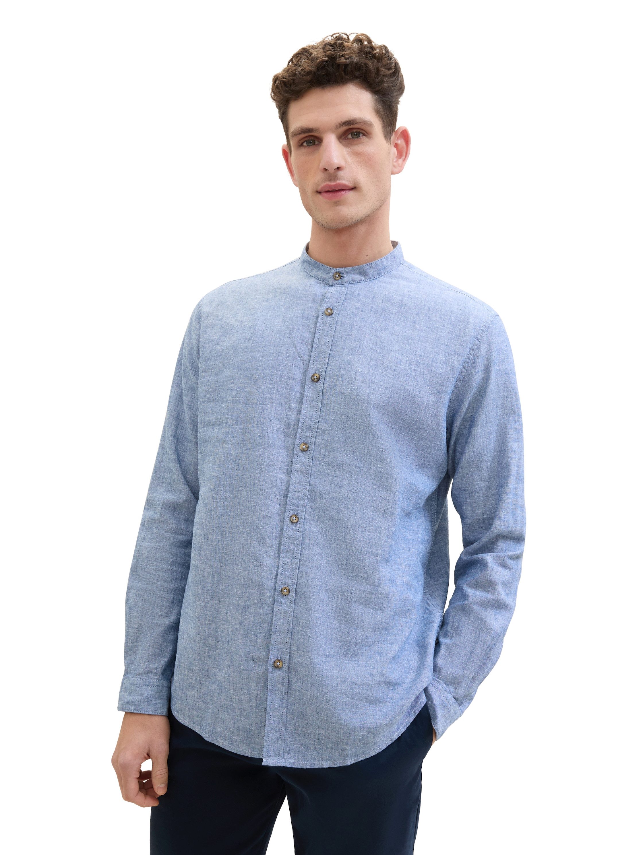 Tom Tailor Overhemd met lange mouwen met blauw detail aan de kraag