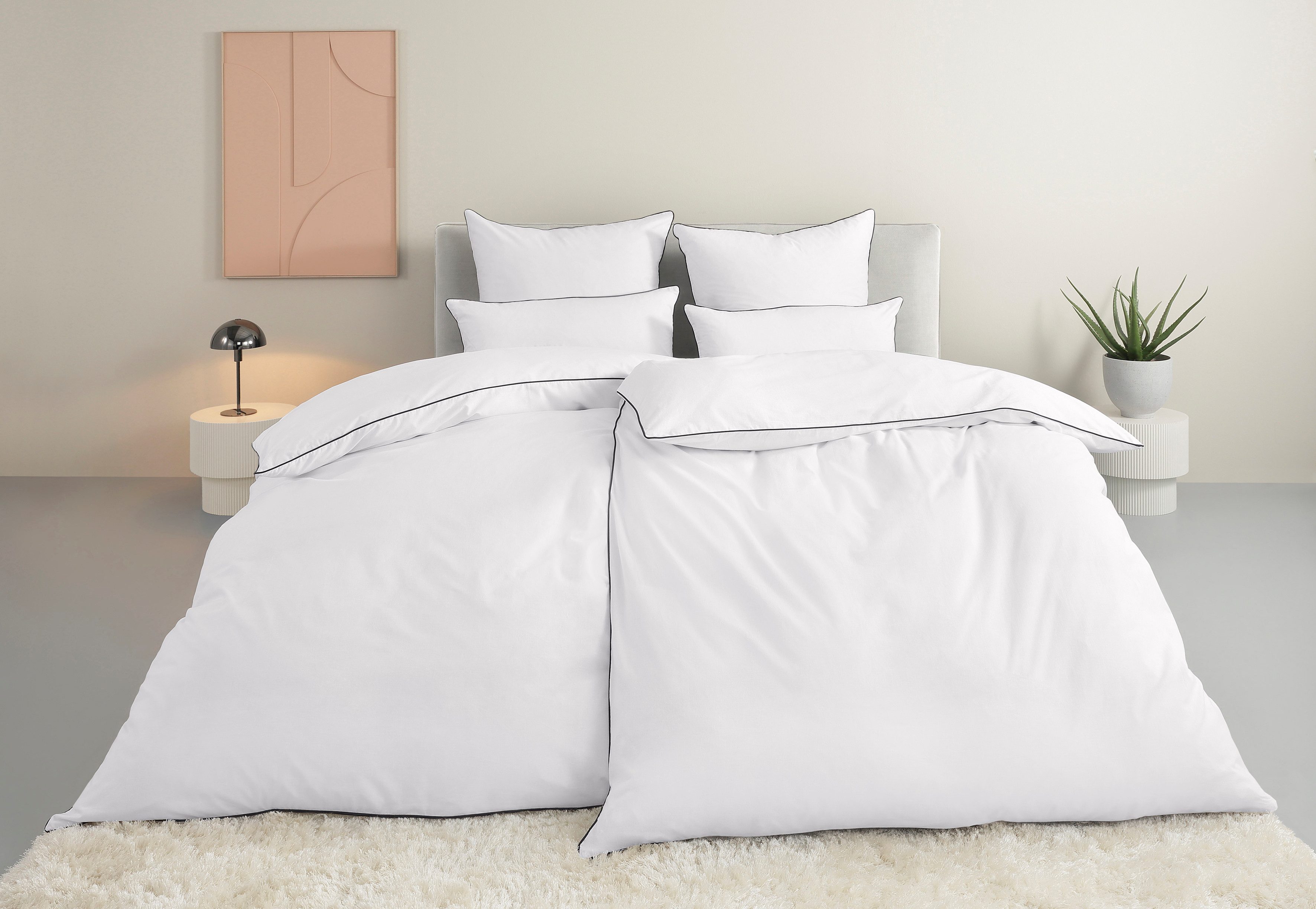 LeGer Home by Lena Gercke Beddengoed Nayara in maat 135x200 of 155x220 cm, dekbedovertrek met piping/paspel (2-delig)