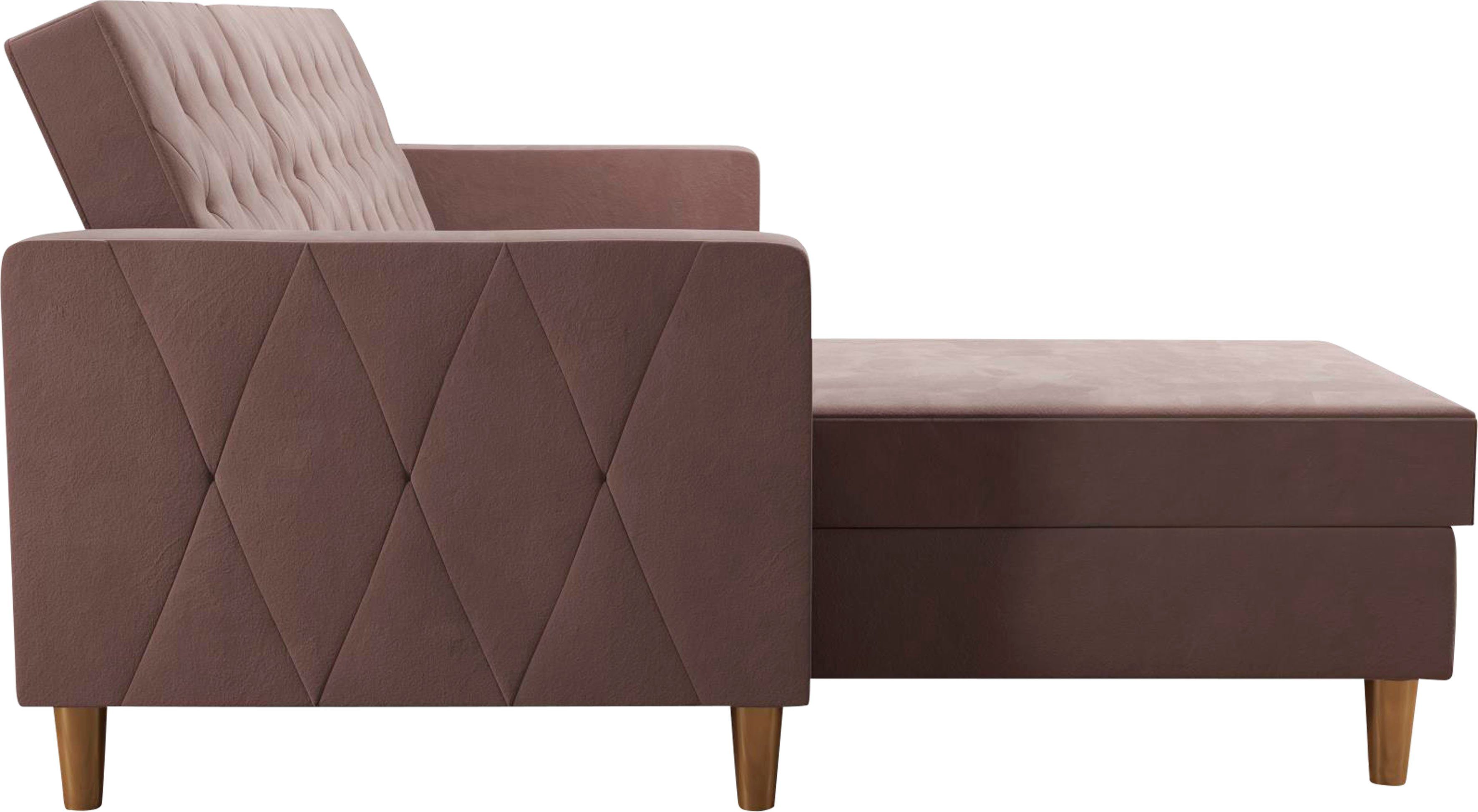 CosmoLiving by Cosmopolitan Hoekbank Liberty, L-vorm met slaapfunctie, récamier aan beide kanten te monteren, zithoogte 43 cm