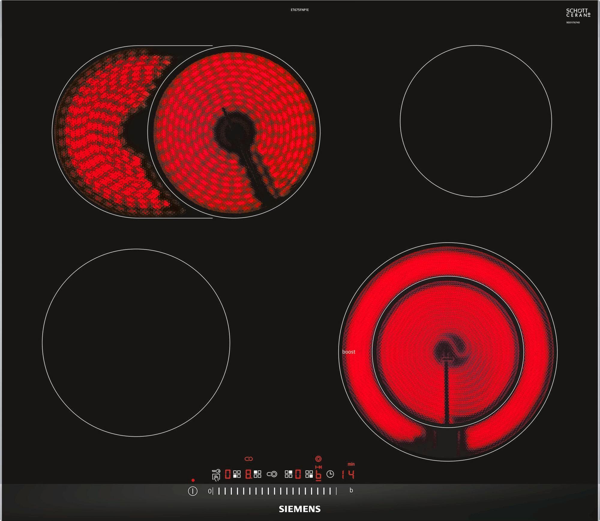 SIEMENS Elektrische kookplaat van SCHOTT CERAN® ET675FNP1E