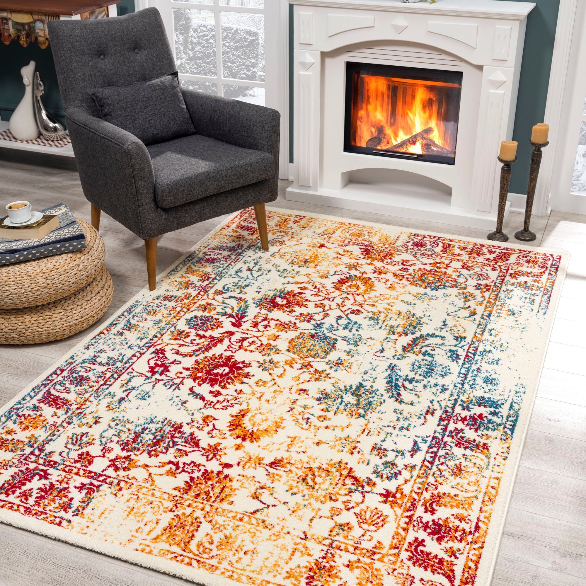 SANAT HALI Vloerkleed Vintage 1606 Woonkamer, korte pool, vintage-look, retro