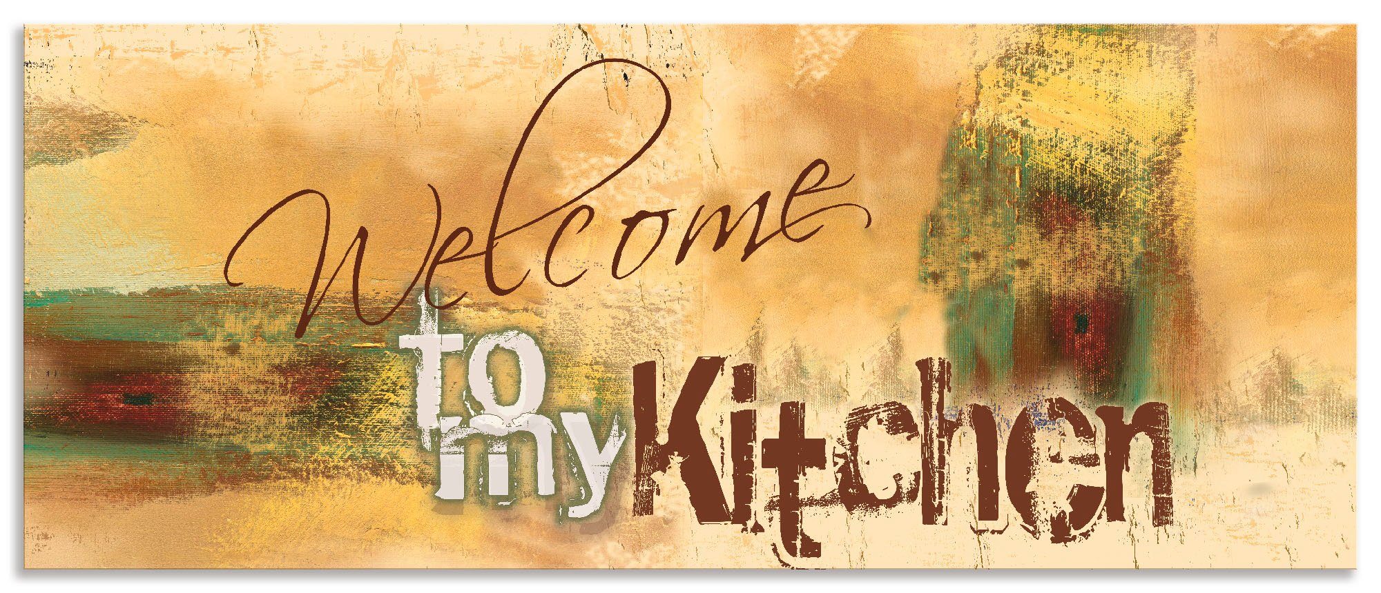 Artland Keukenwand Welkom in mijn keuken zelfklevend in vele maten - spatscherm keuken achter kookplaat en spoelbak als wandbescherming tegen vet, water en vuil - achterwand, wandb