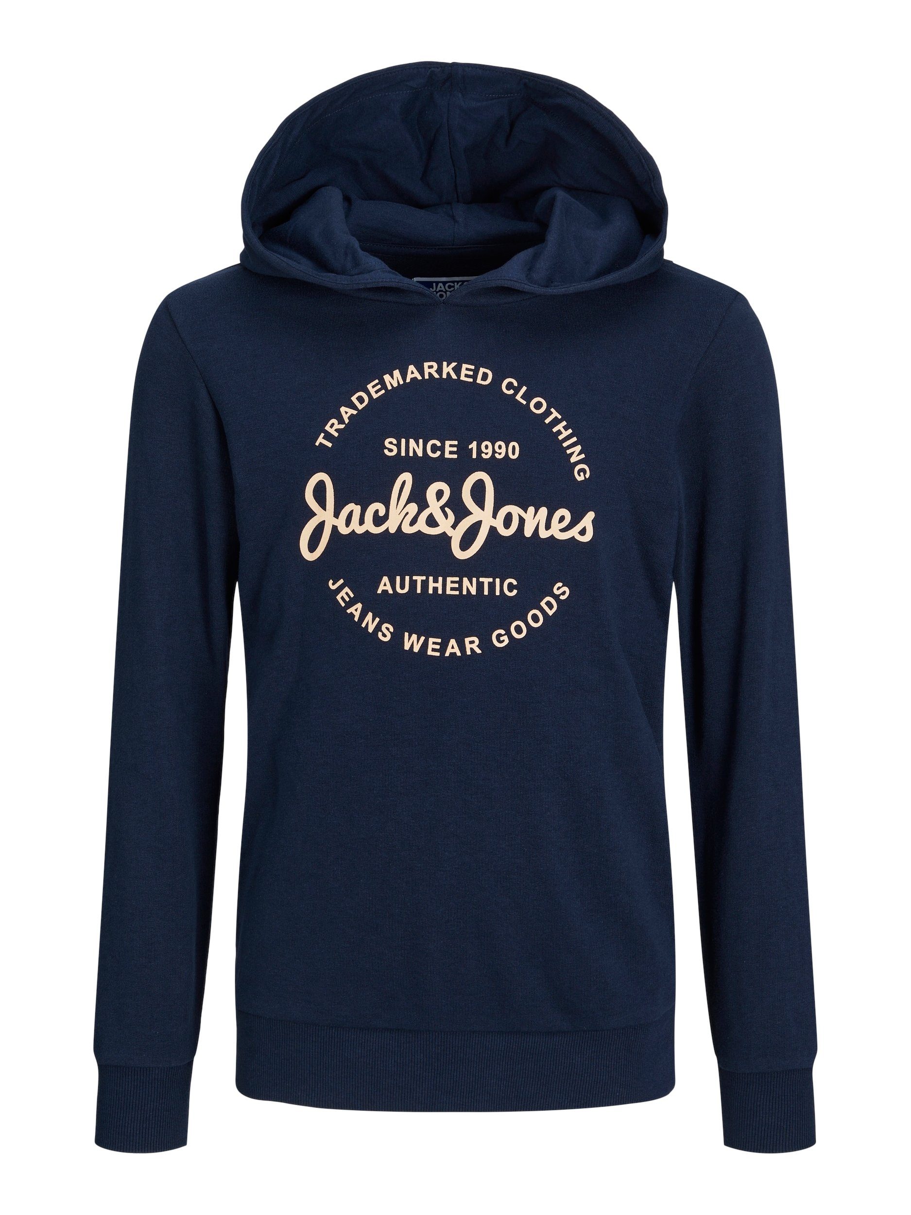 Jack & jones JUNIOR hoodie JJFOREST met logo donkerblauw Sweater Logo 152
