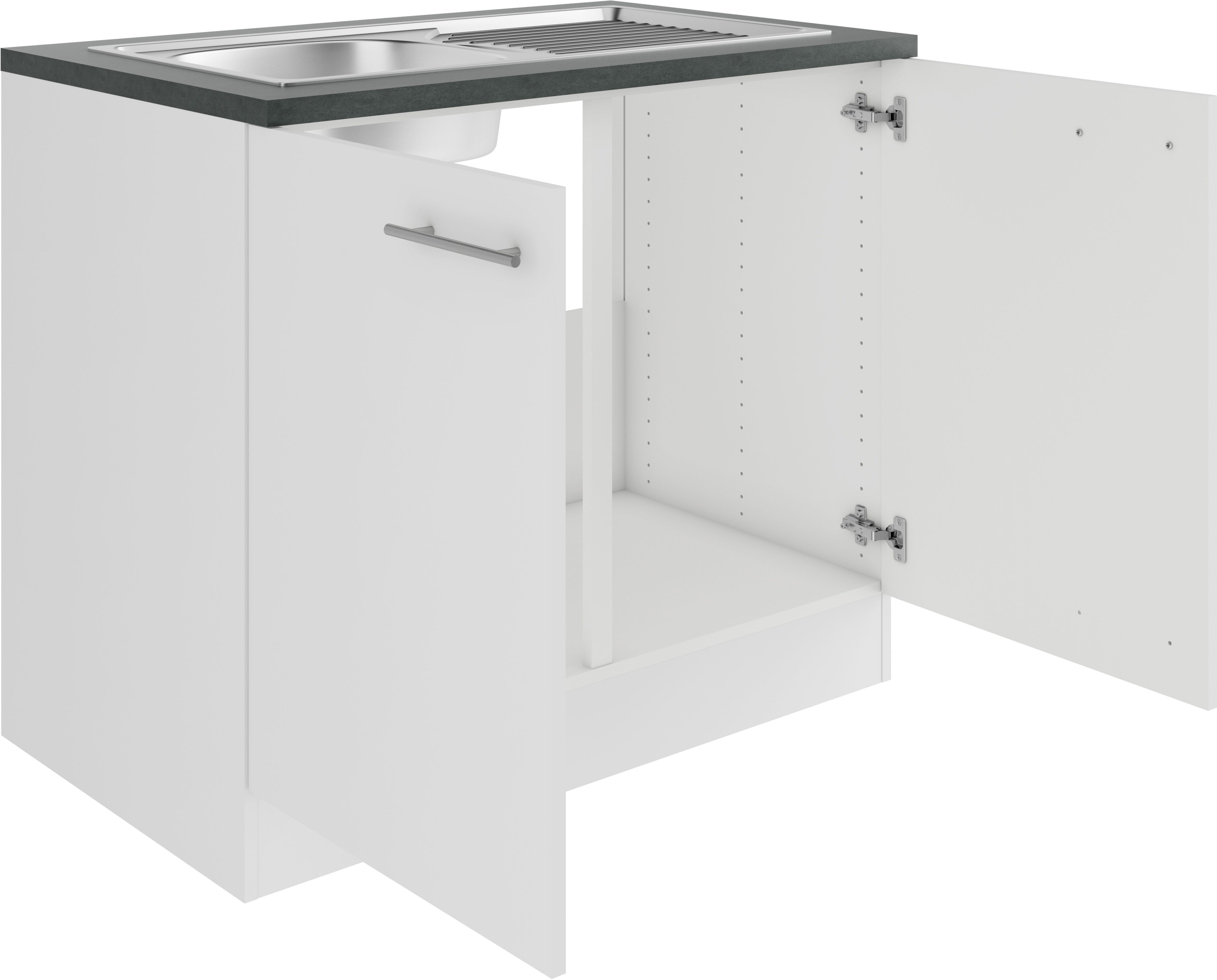 OPTIFIT Gootsteenkast Bella Breedte 100 cm, met roestvrijstalen inbouwspoelbak
