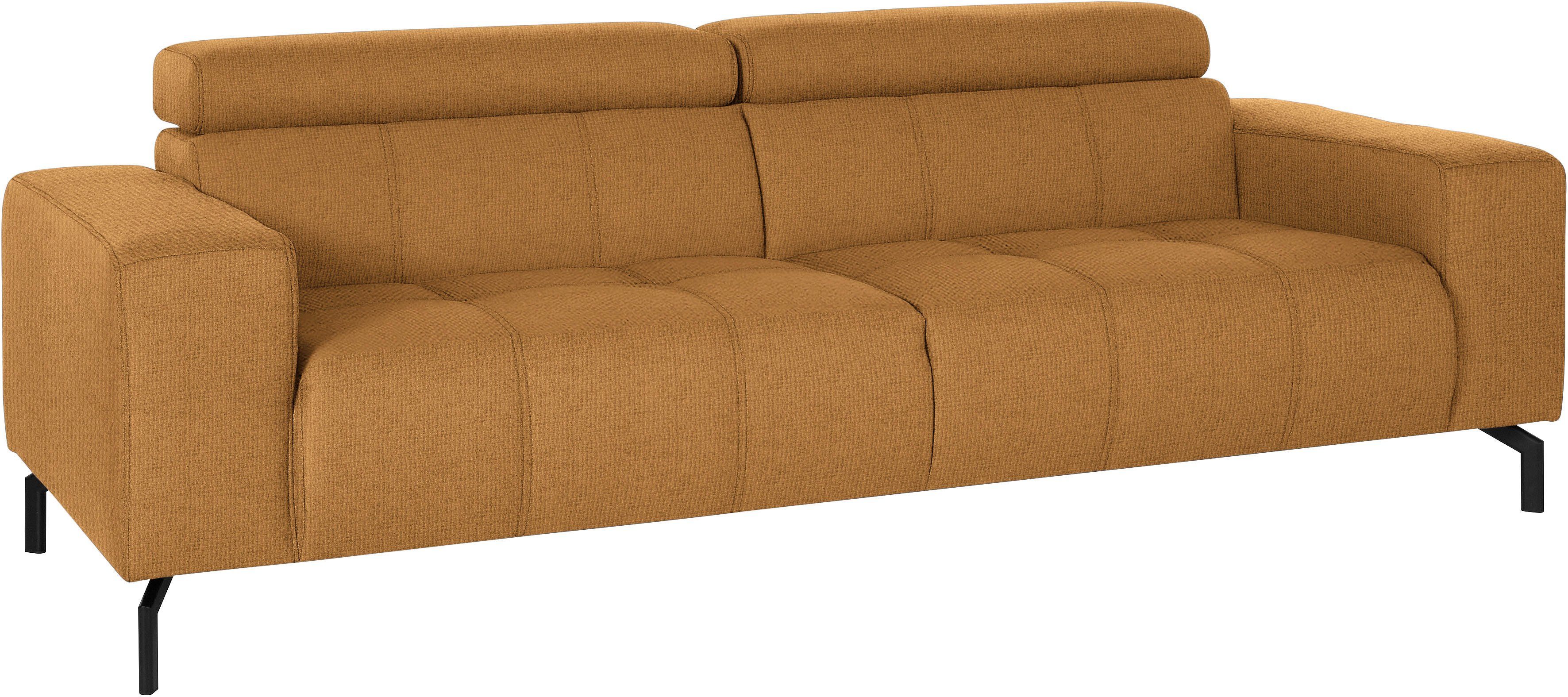 DOMO collection 2,5-zitsbank Cunelli tijdloos en elegant, moderne zitnaden als designelement, naar keuze met 6-voudig verstelbare hoofdsteunen, stevig zitcomfort