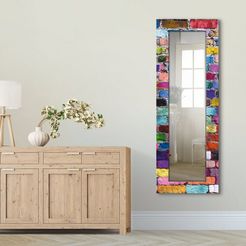 artland sierspiegel veelkleurige muur ingelijste spiegel voor het hele lichaam met motiefrand, geschikt voor kleine, smalle hal, halspiegel, mirror spiegel omrand om op te hangen multicolor