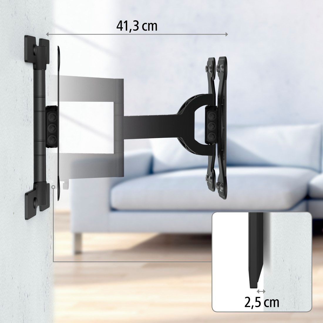 Hama Tv-wandhouder Beugel, draaibaar, kantelbaar, extra plat van 81 - 165 cm (32"- 65")