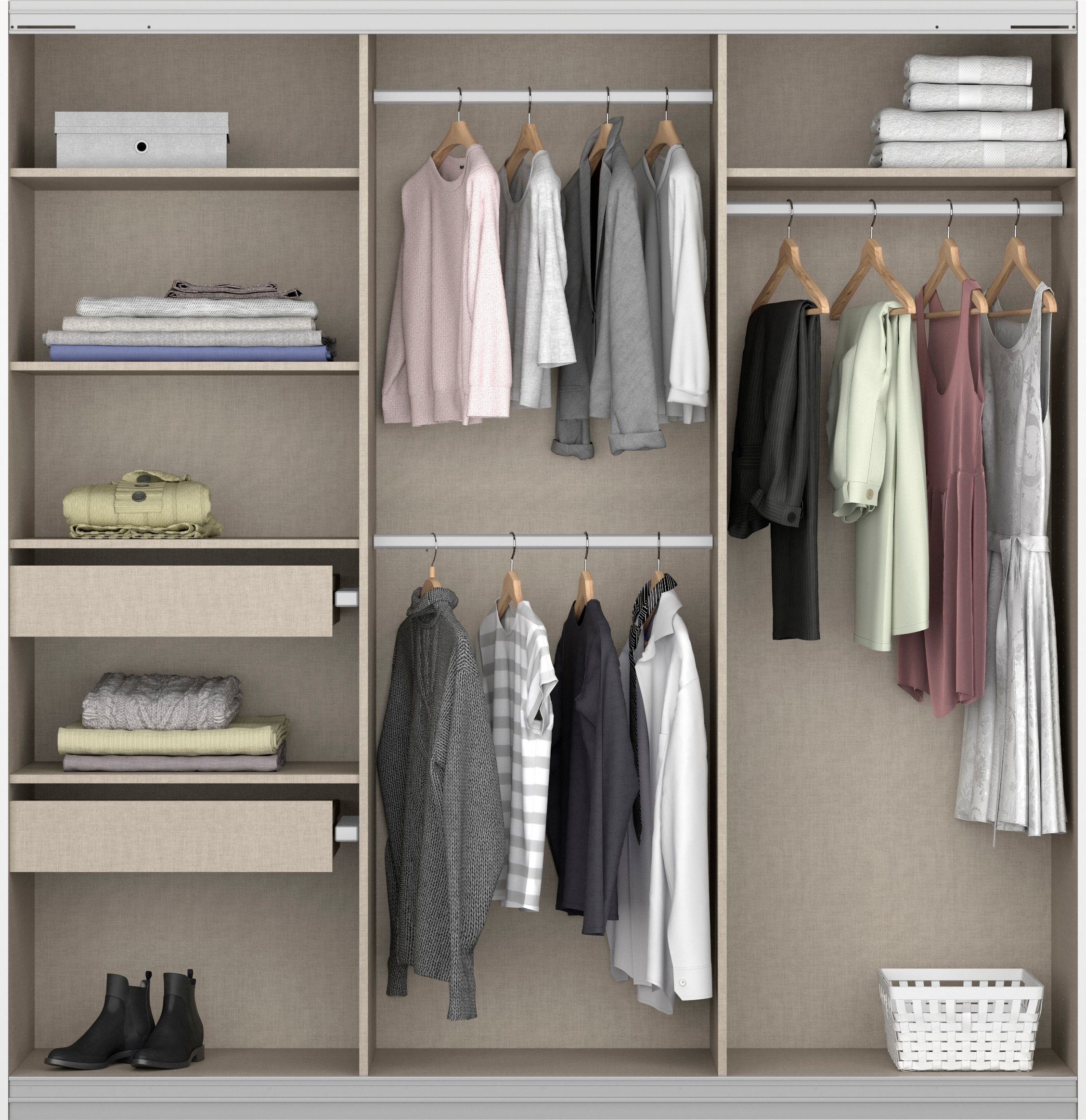 rauch Zweefdeurkast Kledingkast kast garderobe BESTSELLER KOLUNA met spiegel inclusief 2 binnenladen en extra legplanken made in germany