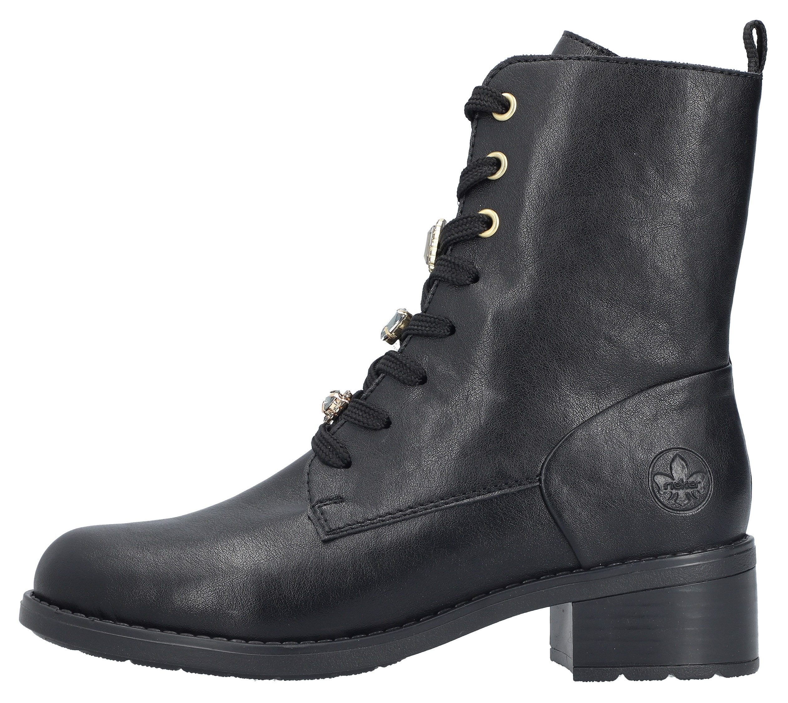 Rieker Winterlaarsjes Veterlaarsje, laarzen, blokhak, met sieroelementen