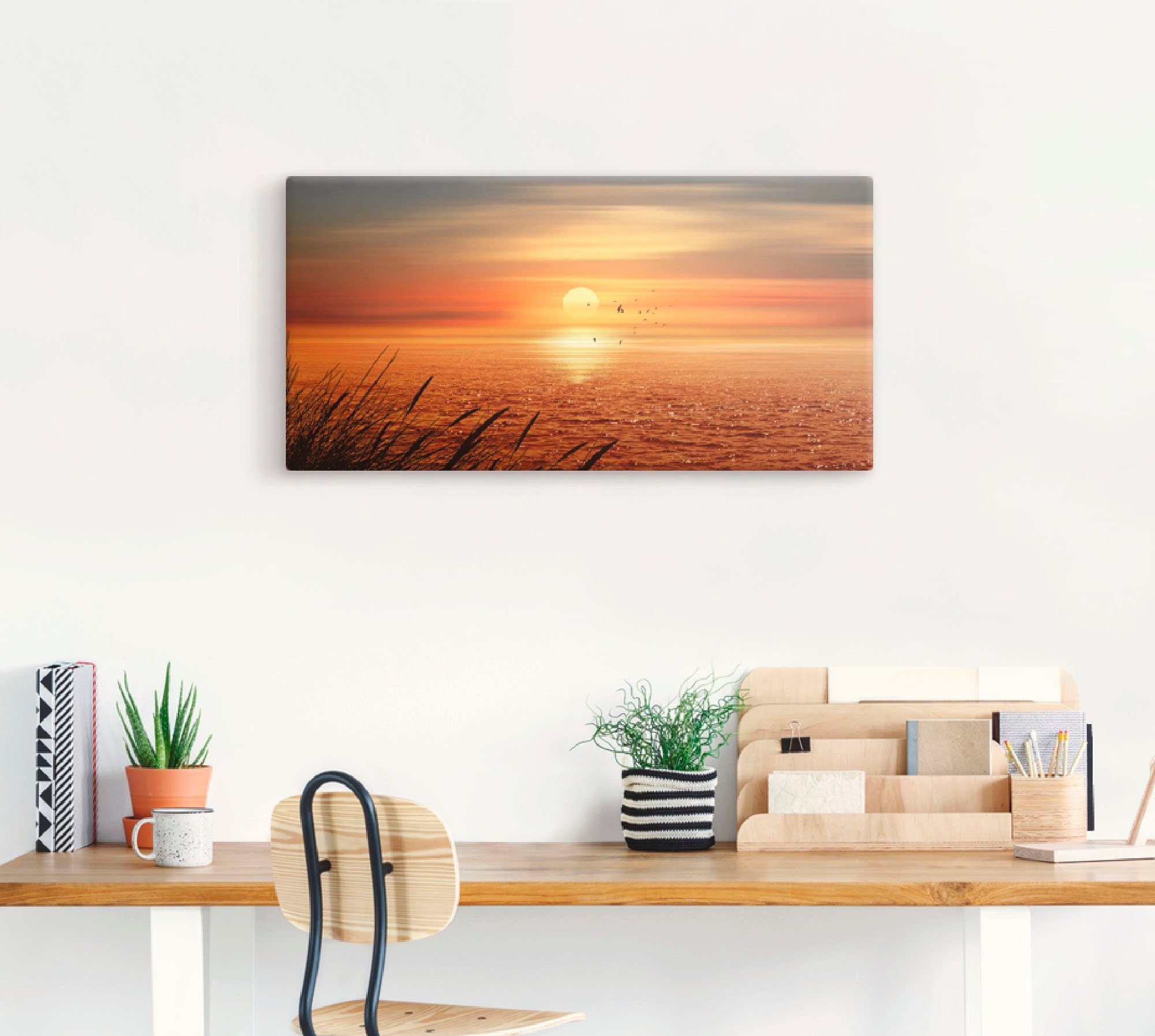 Artland Artprint Zonsondergang boven de zee als artprint op linnen, poster, muursticker in verschillende maten
