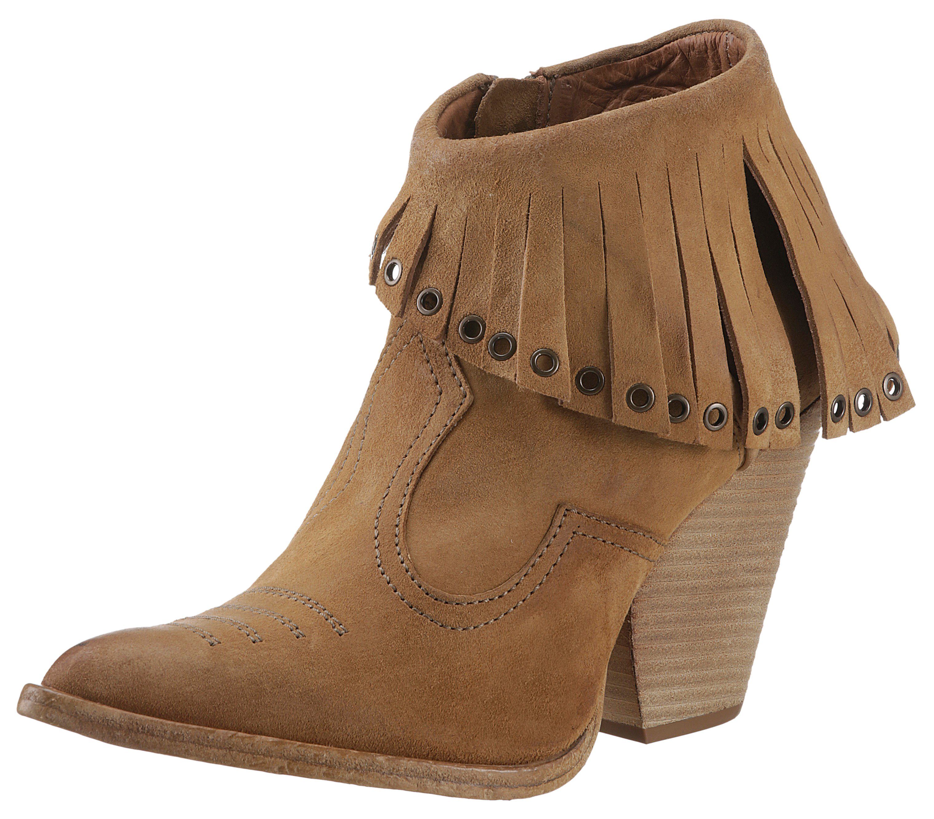 A.S.98 Highheel-laarsjes BELIVE avondmode, hoge hak enkellaarsjes, enkellaarsjes met franjes...