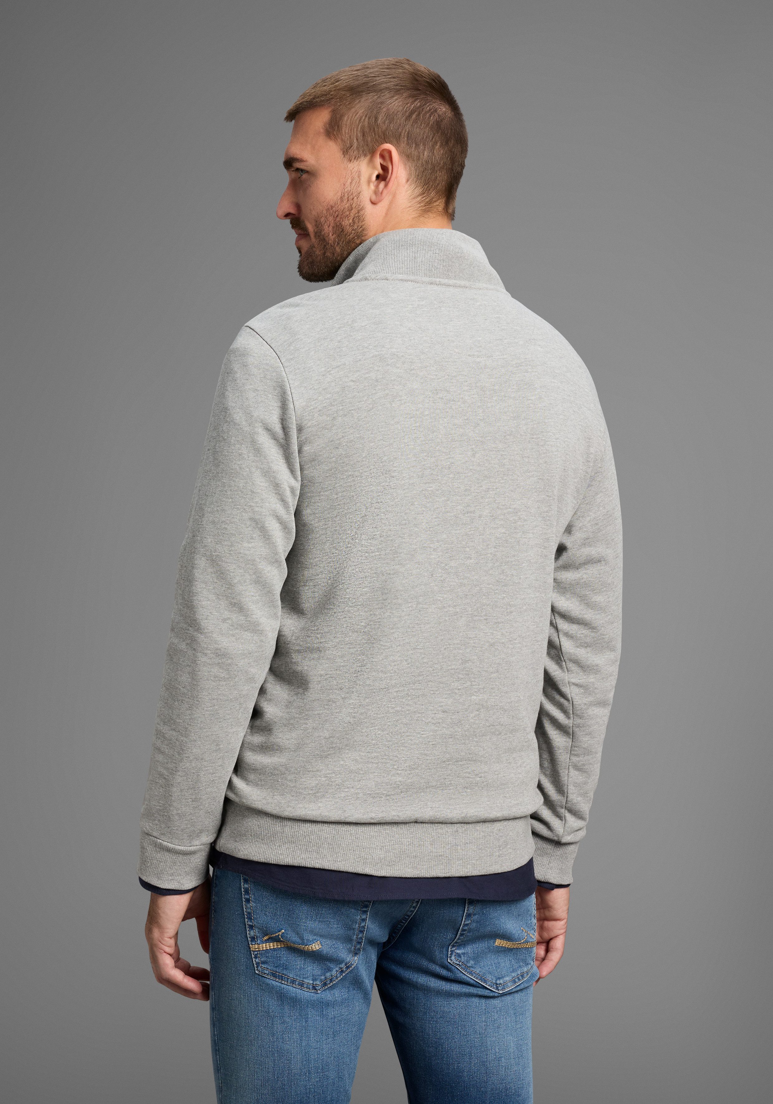 DELMAO Sweatshirt met henley-kraag en zijzakken - nieuwe collectie