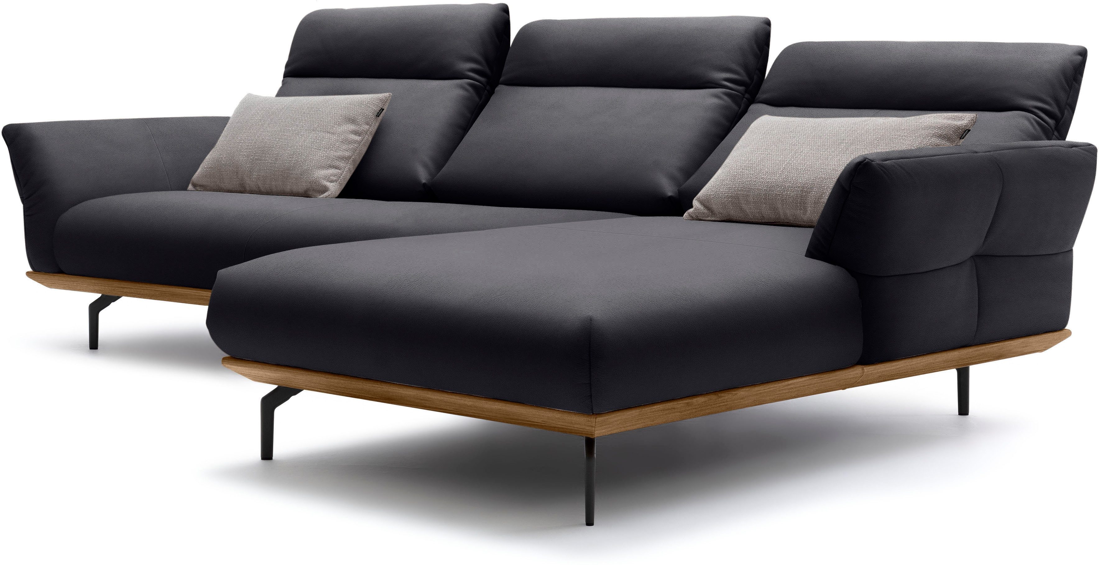 Creation BY ROLF BENZ Hoekbank Hs.460 Sokkel in walnotenhout, onderstel in umbra grijs, breedte 318 cm