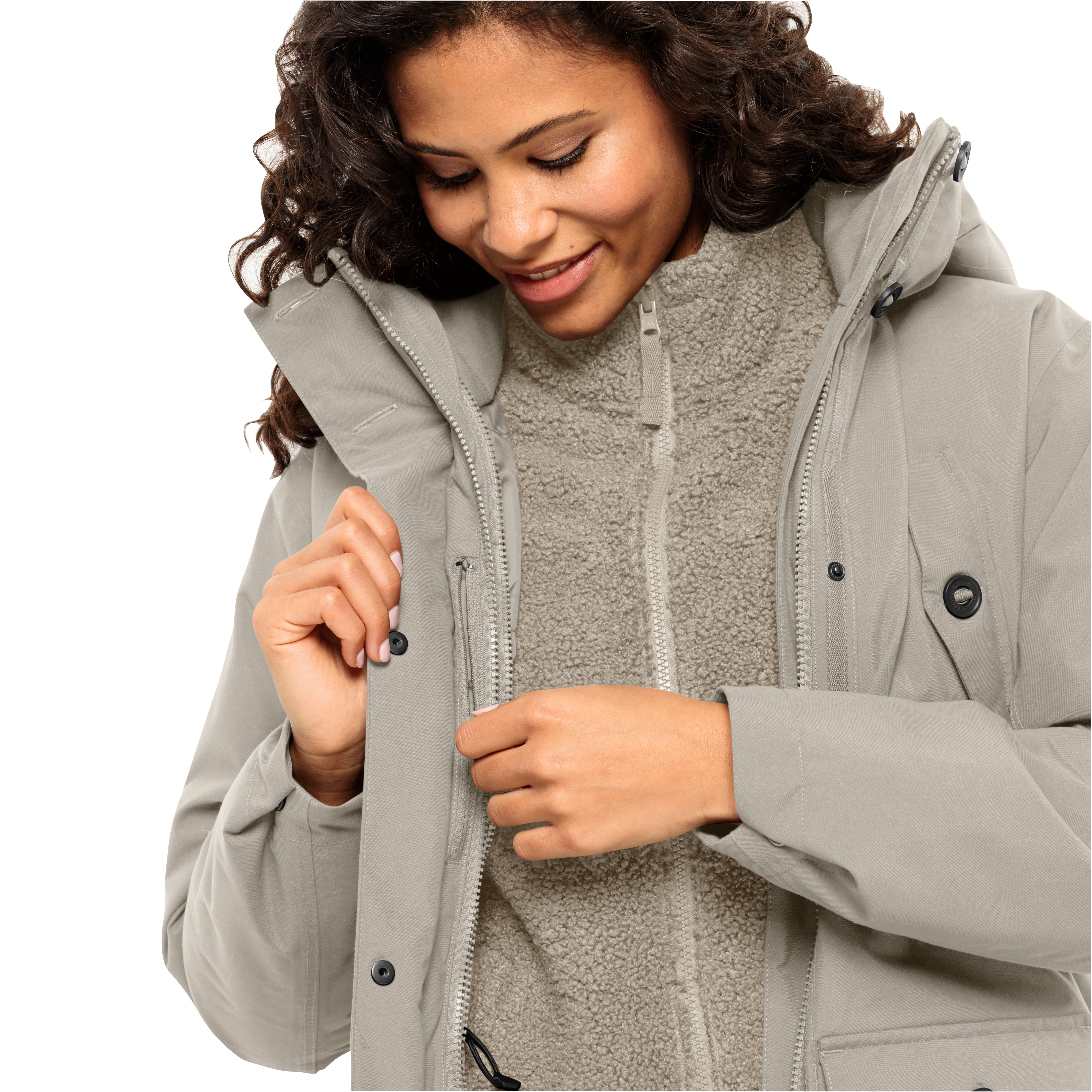 Jack Wolfskin Functionele 3-in-1-jas EISWALD 3IN1 PARKA W met sherpa fleece binnenjas en afneembare capuchon
