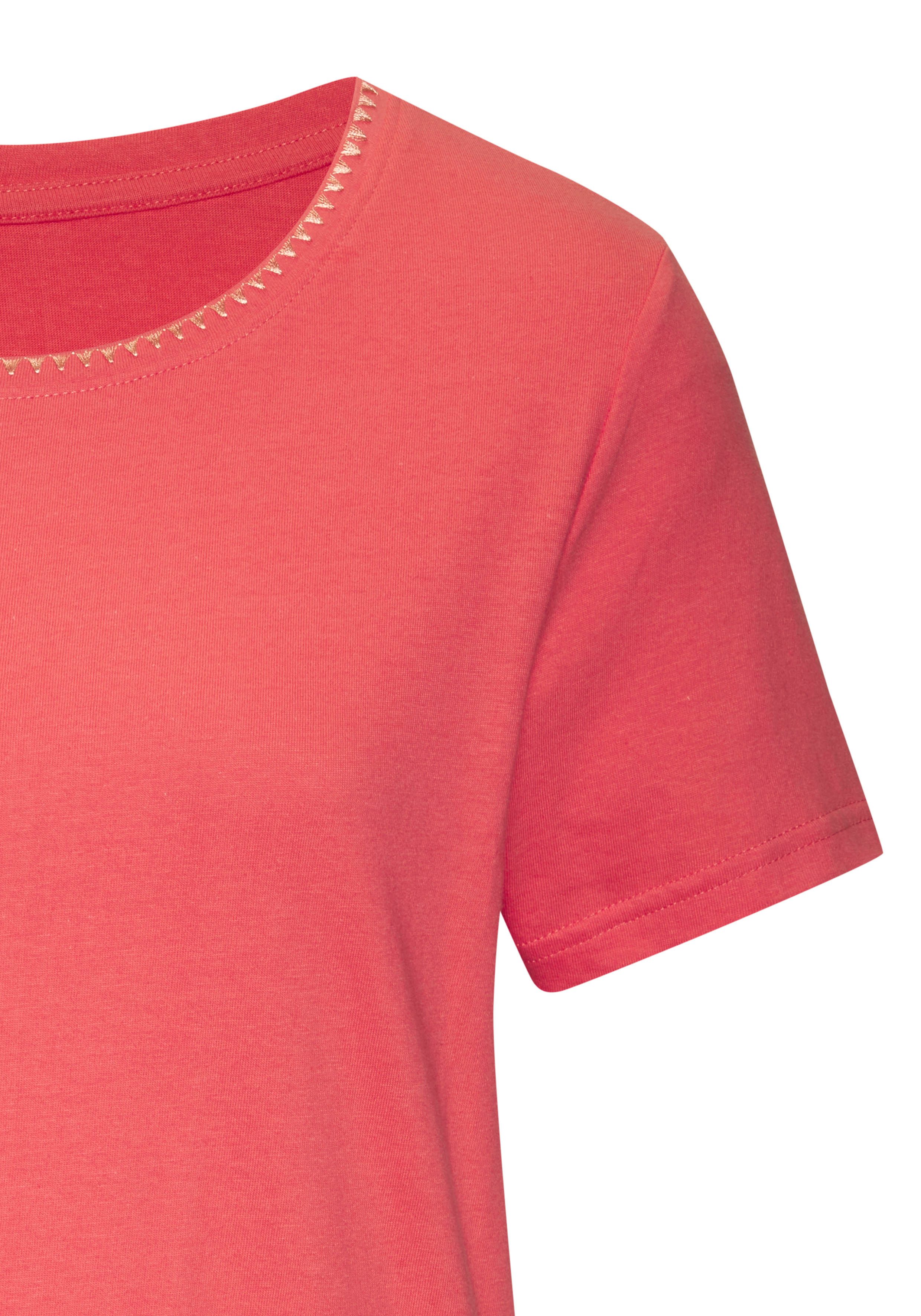 Vivance T-shirt Met modieuze contrastborduursel (Set van 2)