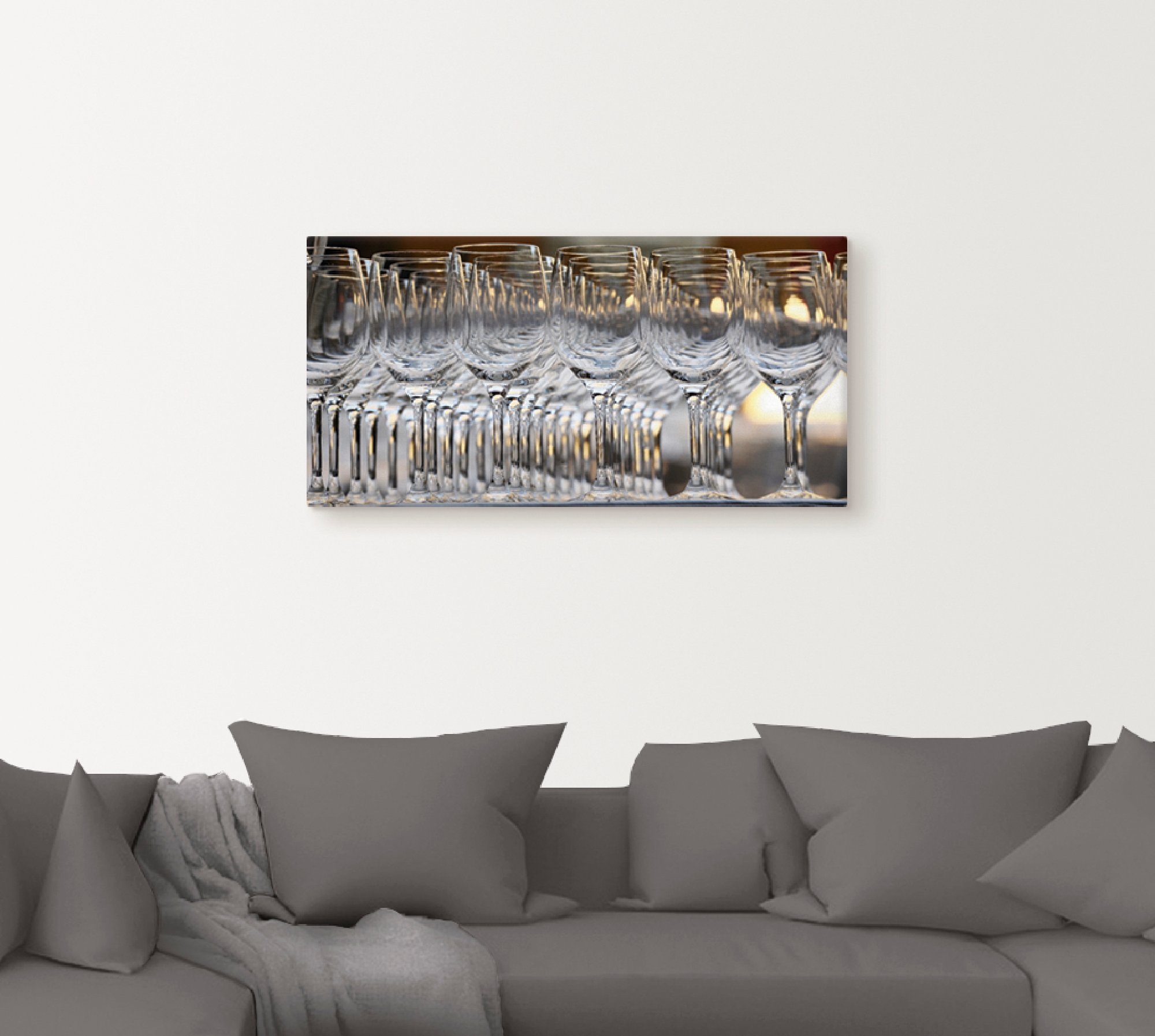 Artland Artprint op linnen Wijnglazen gespannen op een spieraam