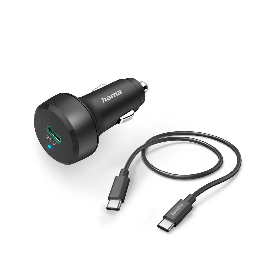 Hama Auto-adapter Auto-snellader met USB-oplaadkabel-C, PD/QC, 25 W, 1 m, zwart