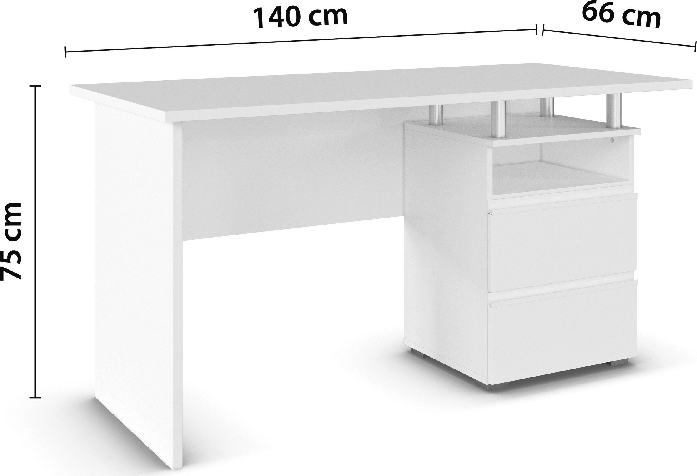 rauch Bureau Opbergruimte Kinderbureau Jongerenbureau JOEL met praktische niche en twee lades made in germany