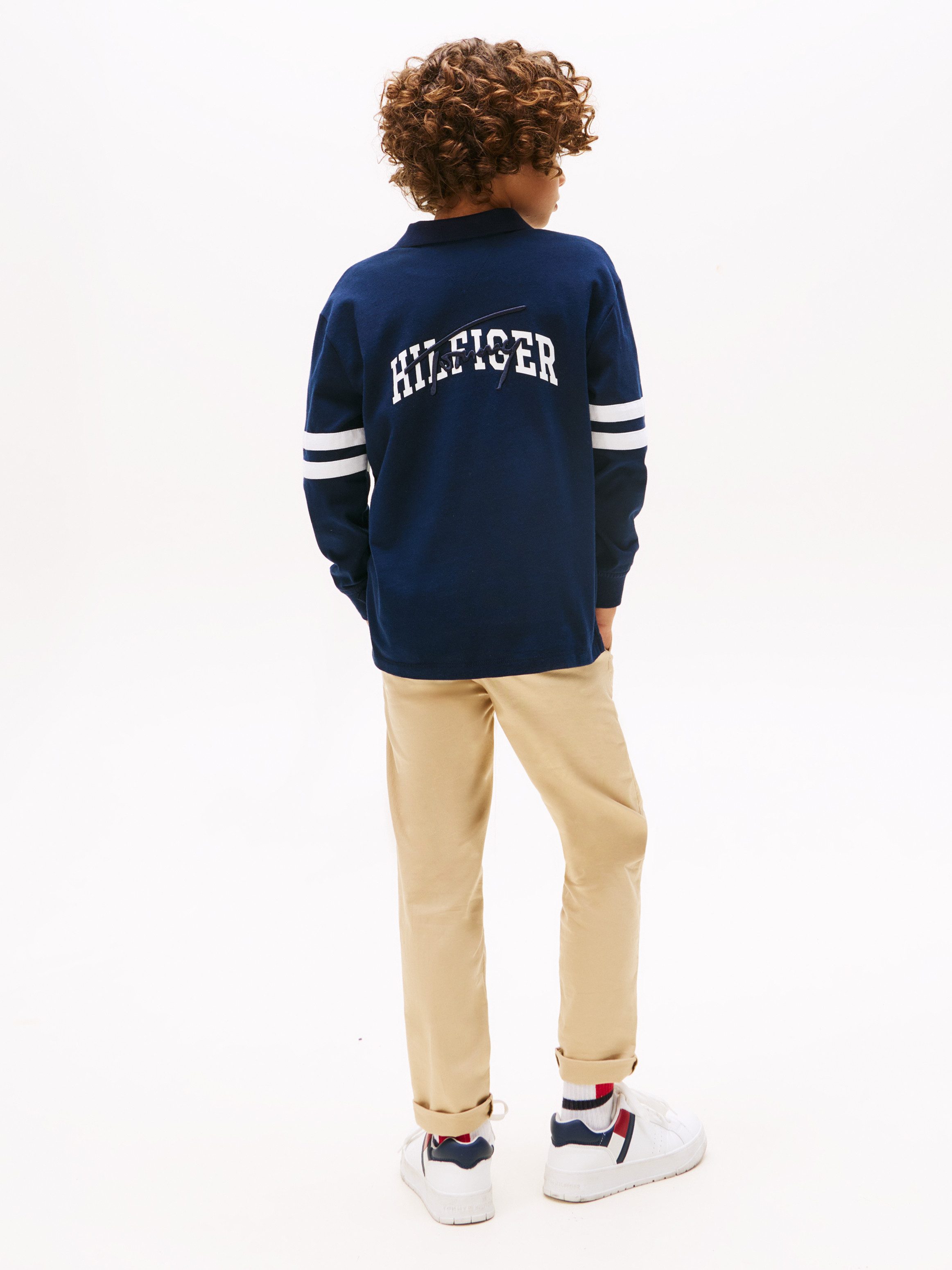 Tommy Hilfiger Poloshirt TH MIXED GRAPHIC POLO LS voor kinderen tot 16 jaar, met borduursel op de rug