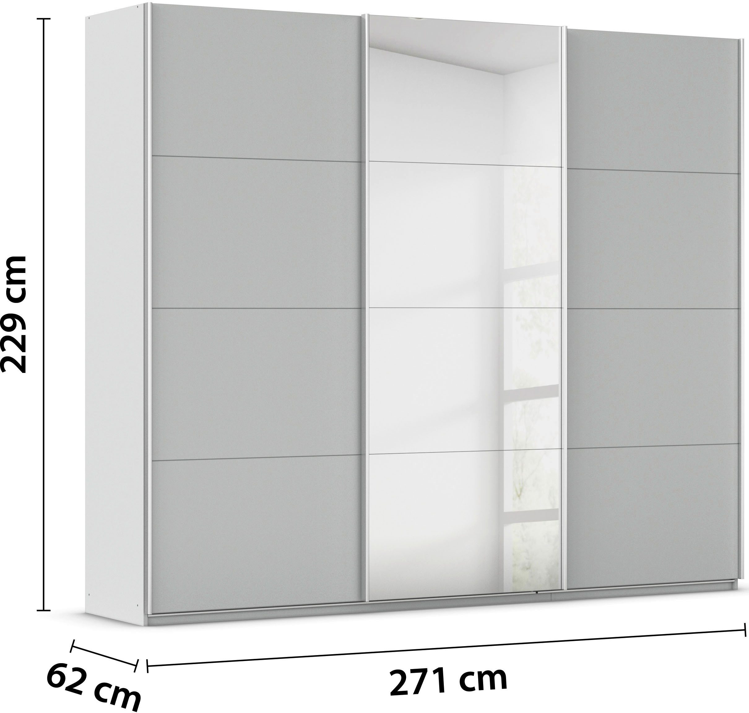 rauch Zweefdeurkast Kledingkast TOMA incl. rek inzet en extra legplanken made in germany