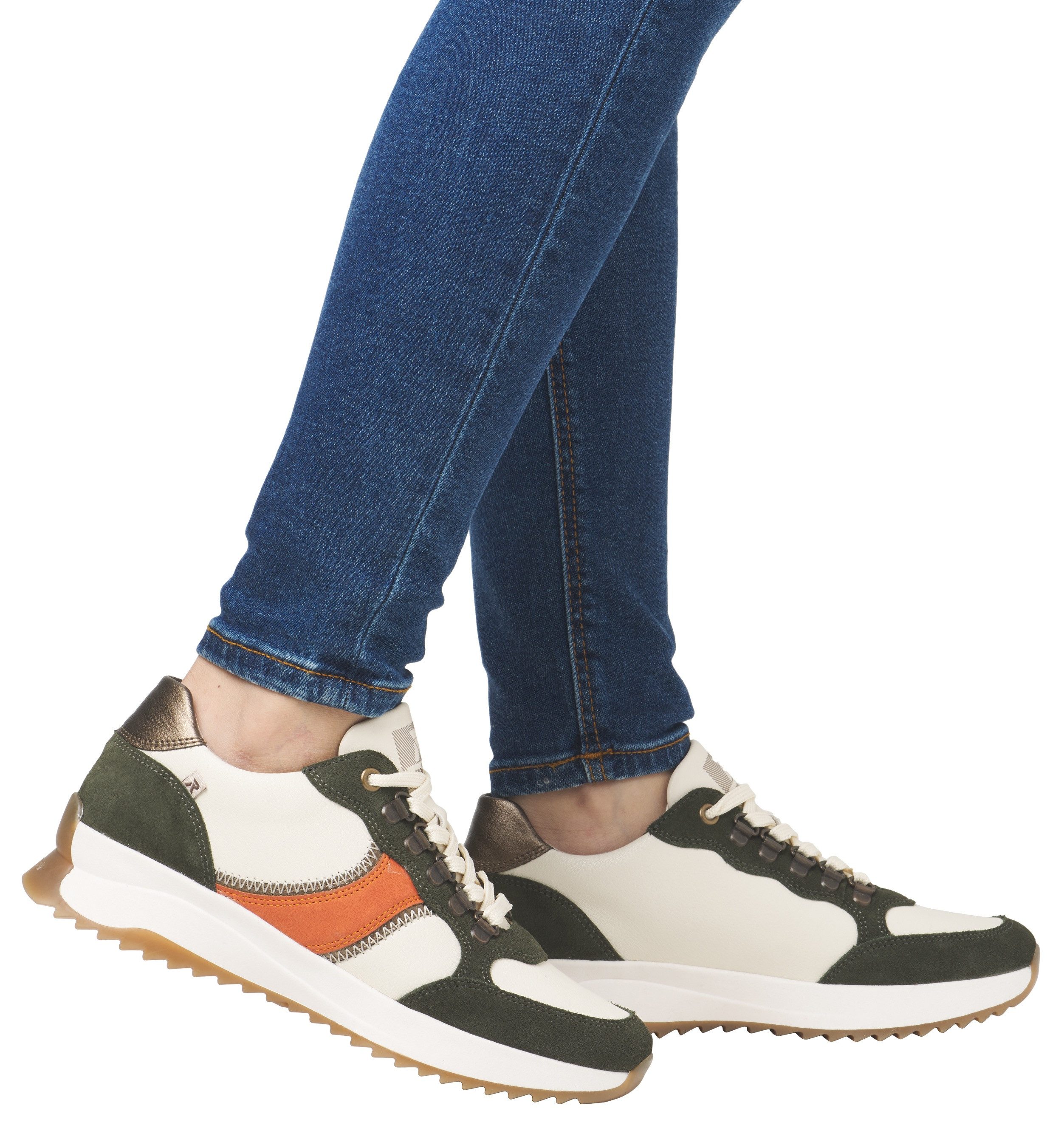 Rieker EVOLUTION Sneakers , vrijetijdsschoen, lage schoen, veterschoen met modieuze contrasterende afwerkingen