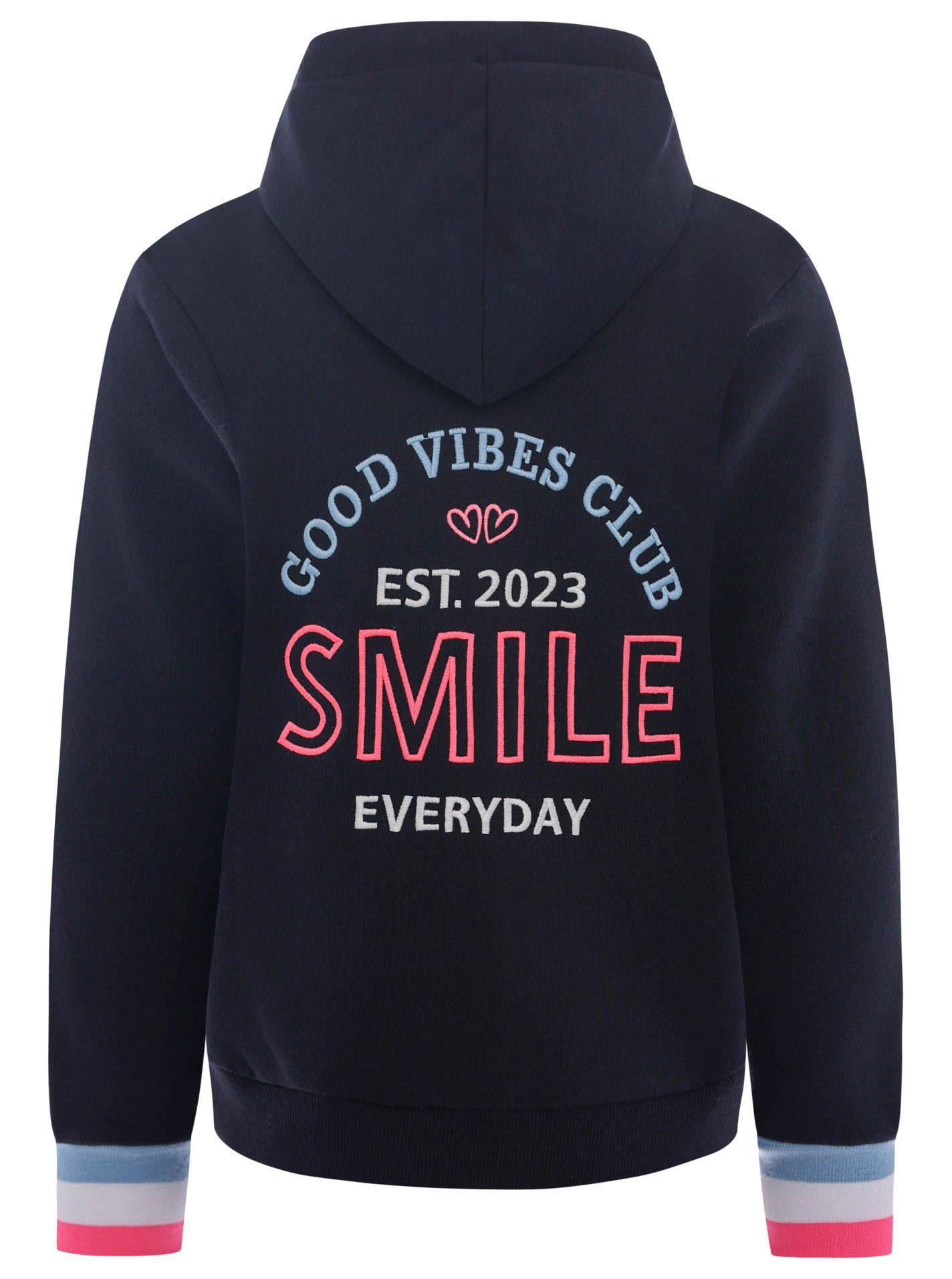 Zwillingsherz Sweatvest met capuchon, rugprint, detailprint aan de voorkant