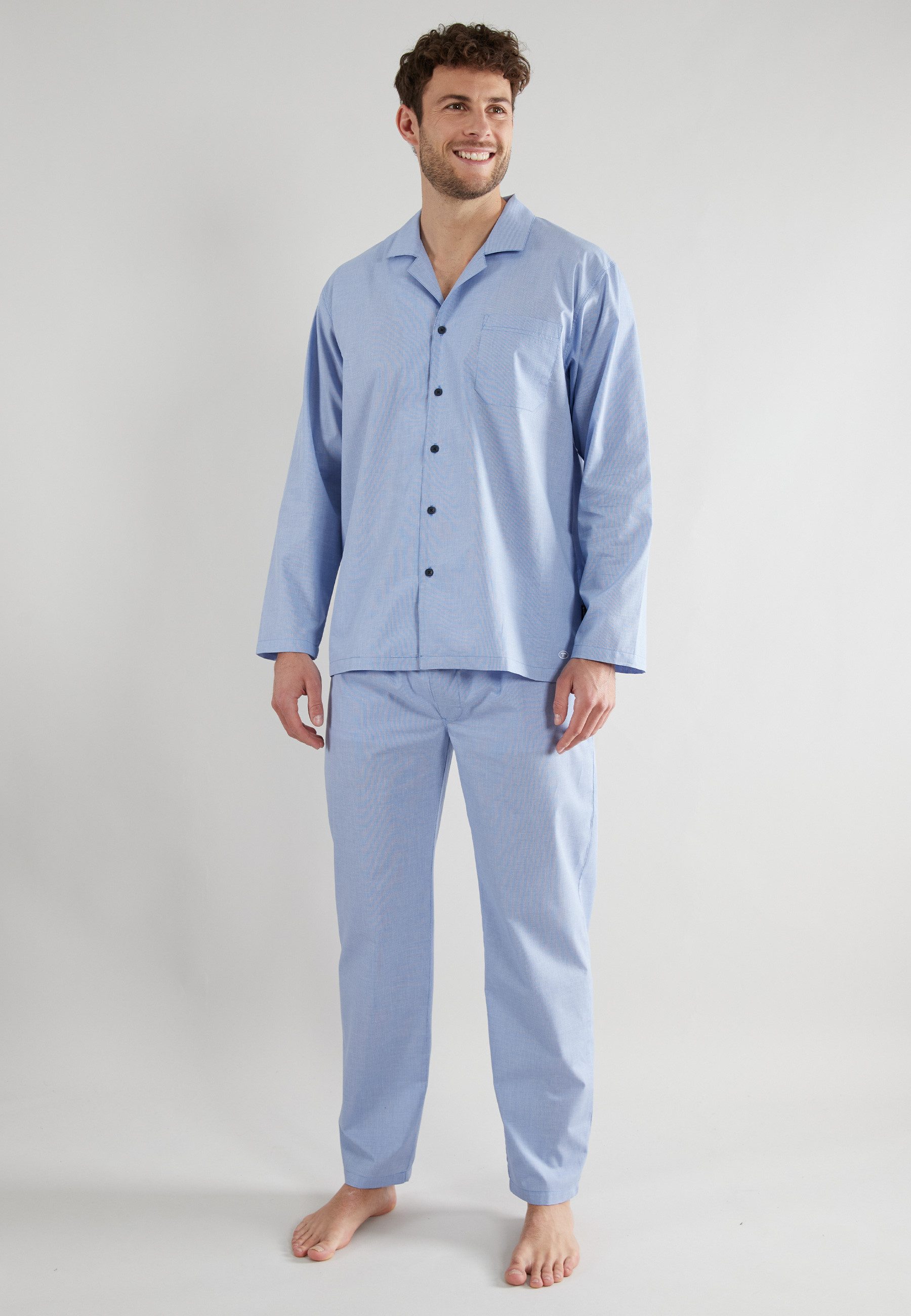 Tom Tailor Pyjama met doorlopende knoopsluiting (2-delig) heren lange pyjama's maat 56 blauw