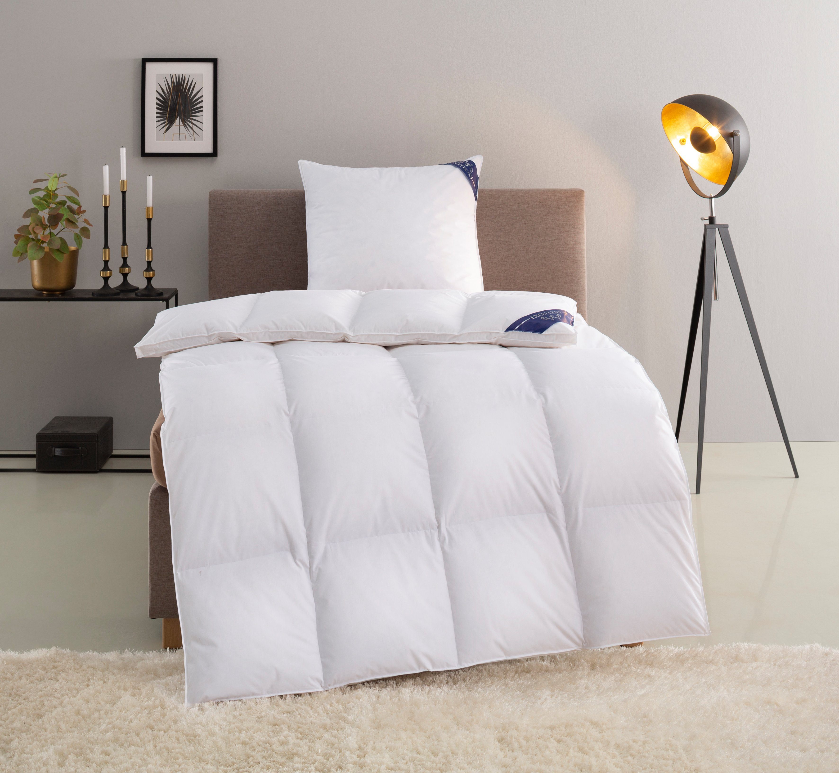 Excellent Donzen dekbed + 3-kamer-hoofdkussen Dekbedset Zürich, dekbed 135x200 & 155x220 cm Deken 100% dons voor winter, zomer, kussen met 90% dons (voordeelset)