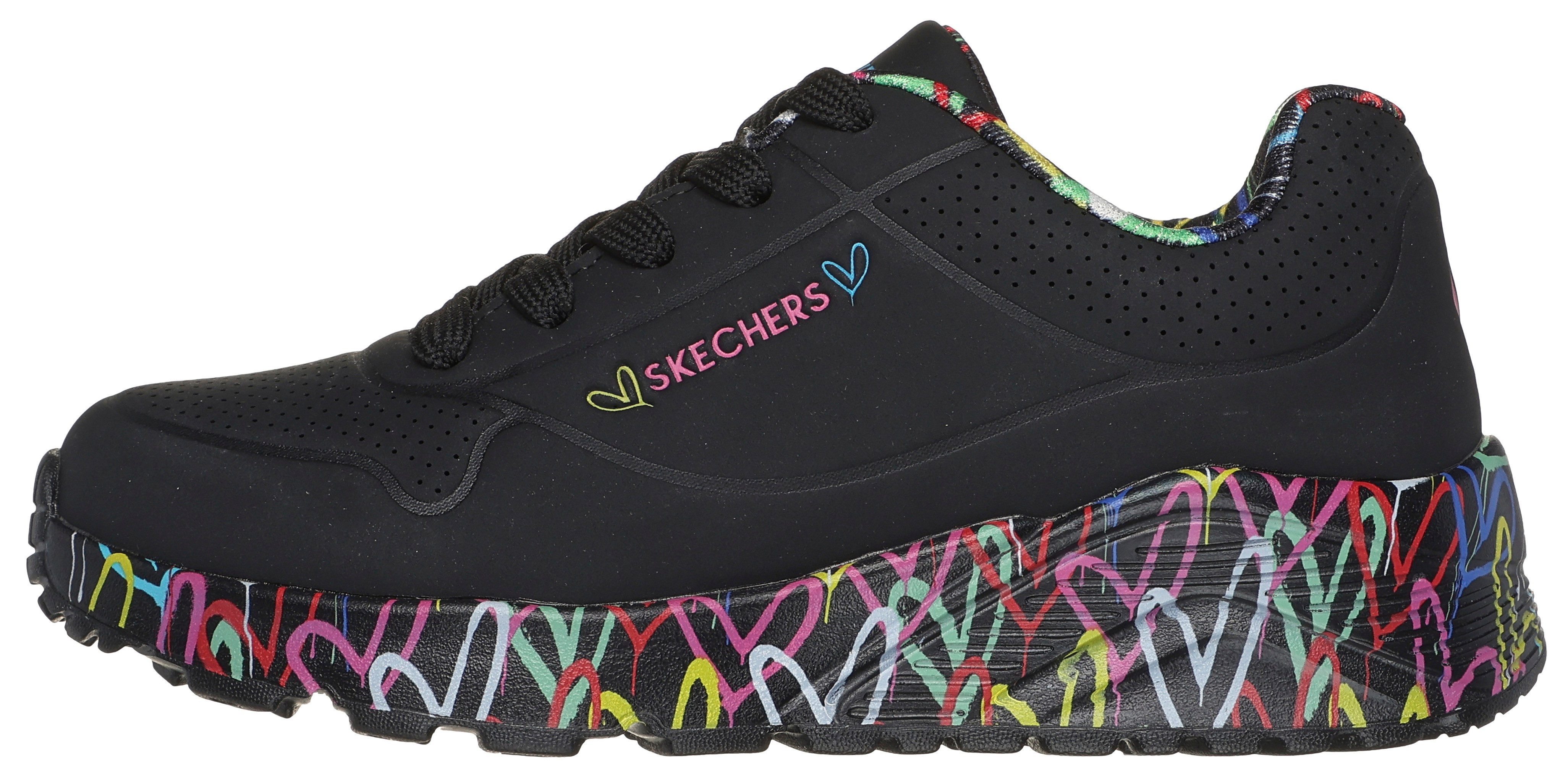 Skechers Sneakers UNO LITE-LOVELY LUV , veterschoen met bedrukte zool, maat sjabloon te downloaden