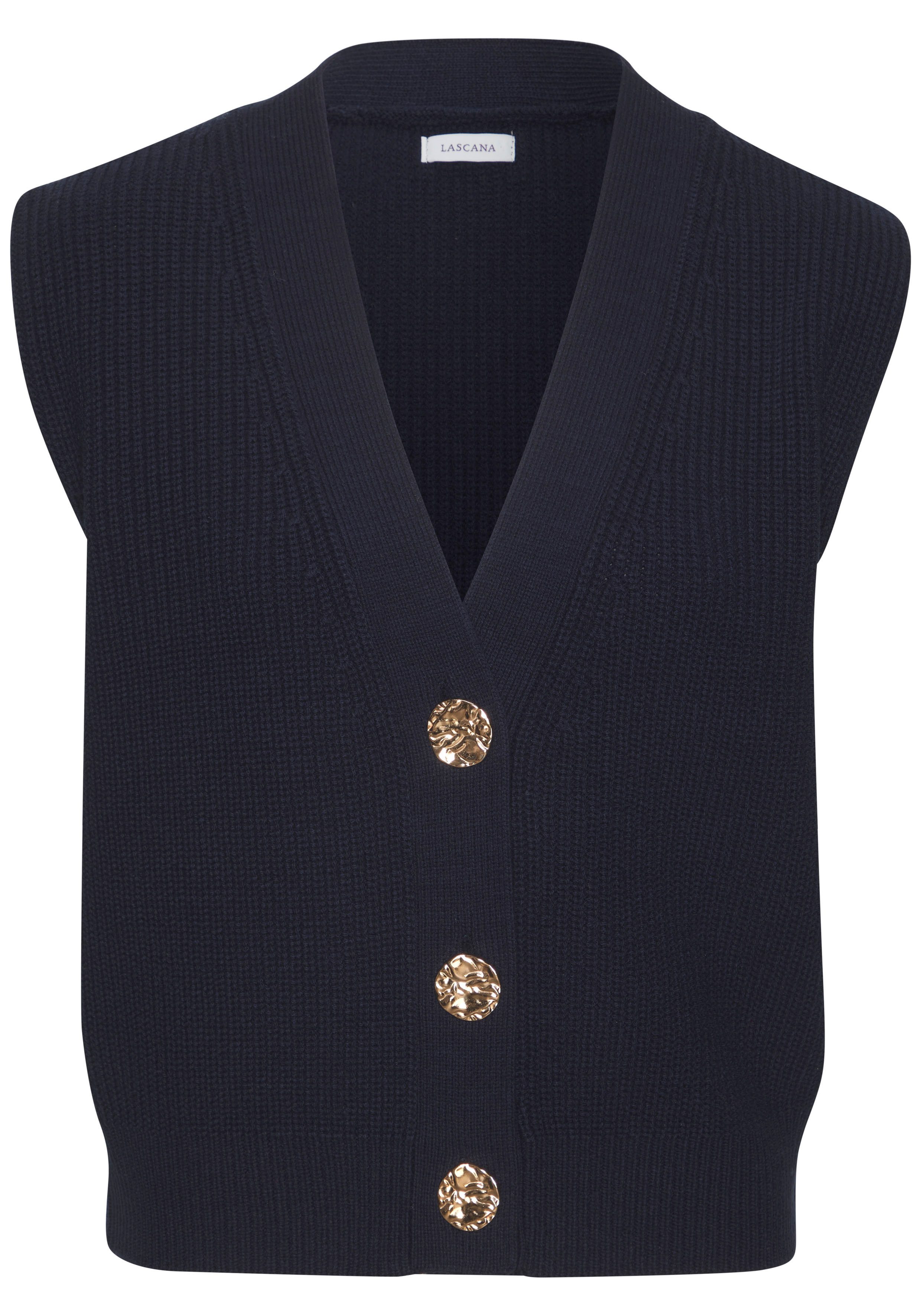 Lascana Mouwloos vest met goudkleurige knopen, pullunder, modieus