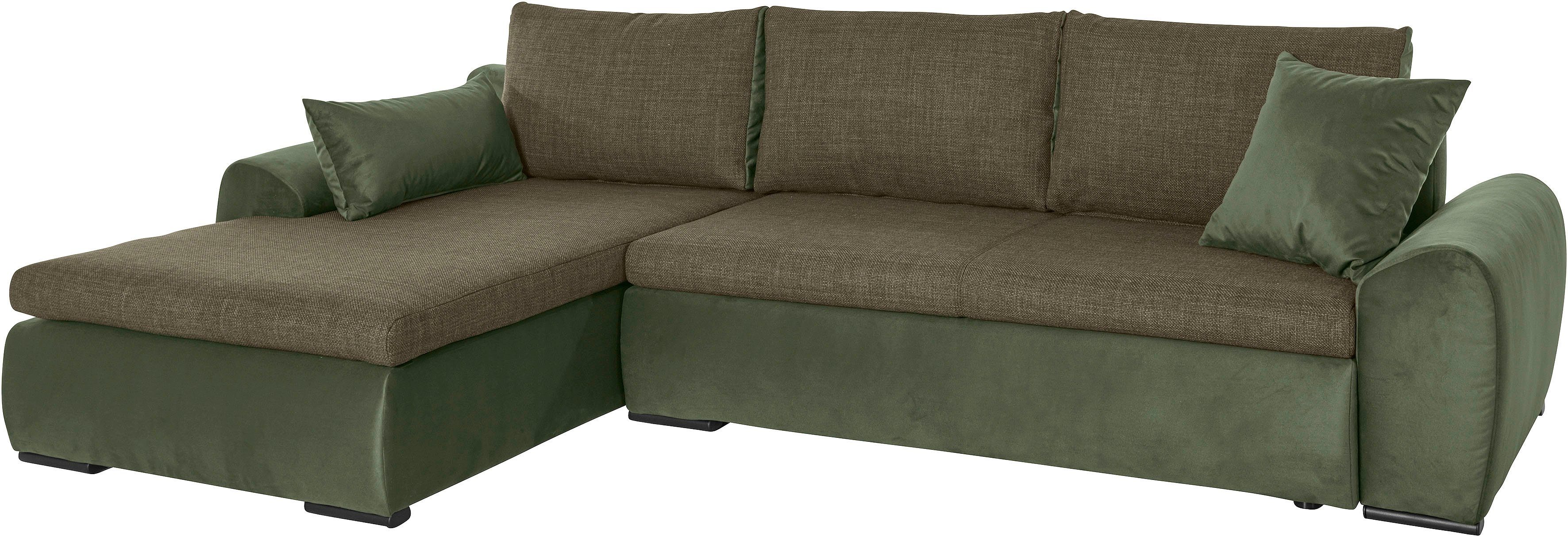 Home affaire Hoekbank Win, L-vorm, breedte 285cm optioneel met slaapfunctie en bedkast, taupe, corduroy