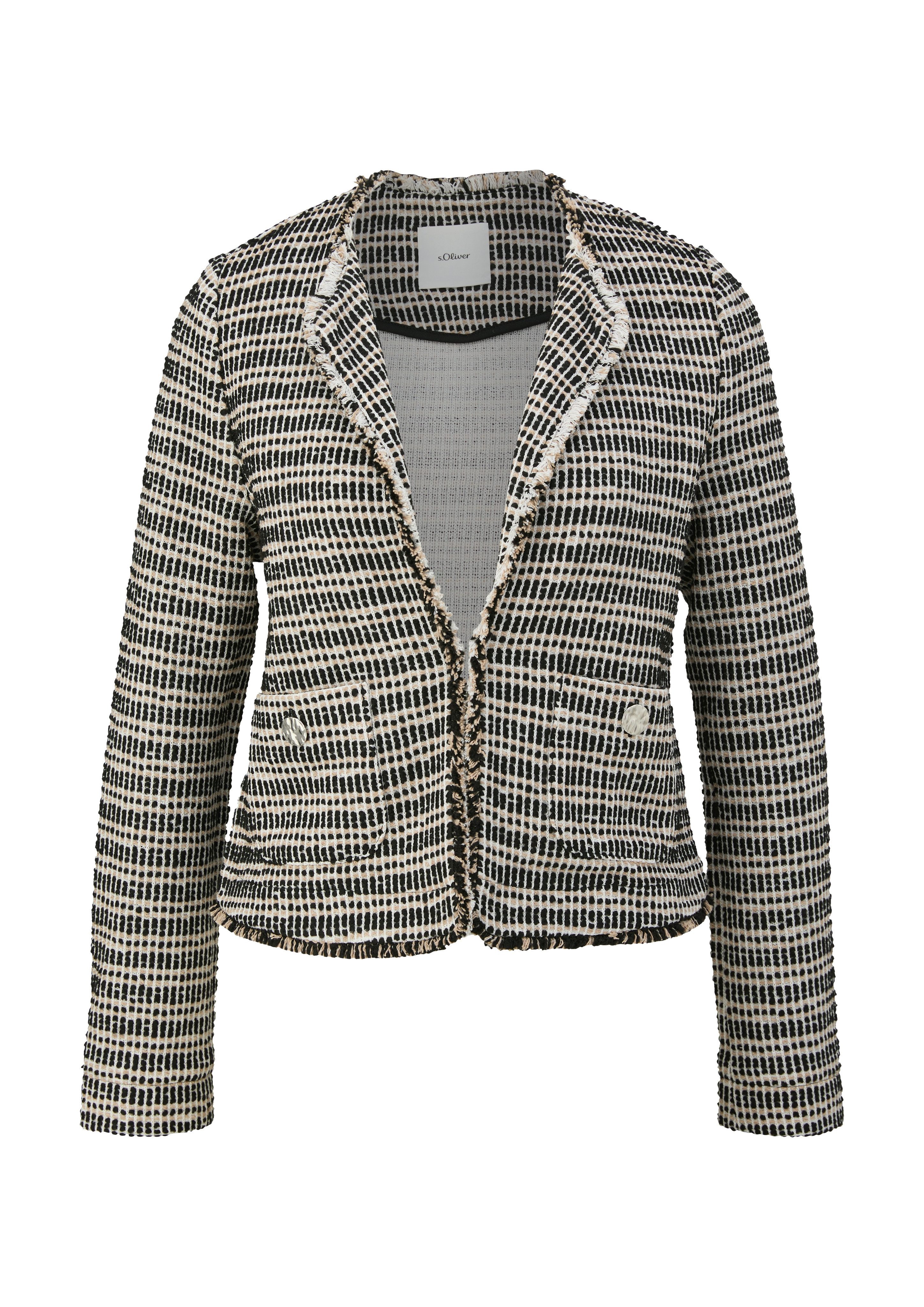 s.Oliver BLACK LABEL Bolerovestje zonder sluiting en van bouclé