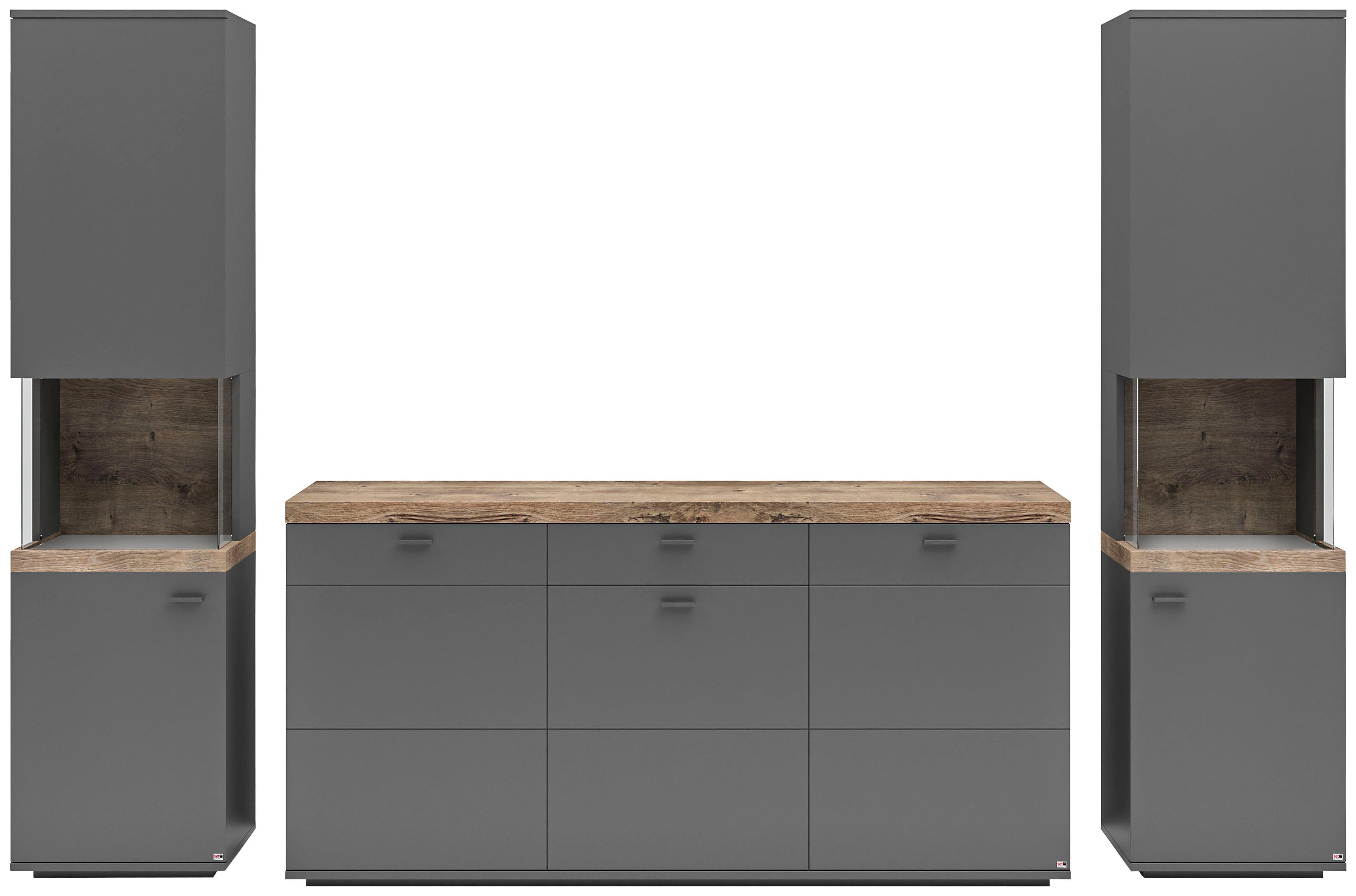 set one by Musterring Wandmeubel Lancaster 3-delig met fronten in wit of grijs, breedte ca.300 cm