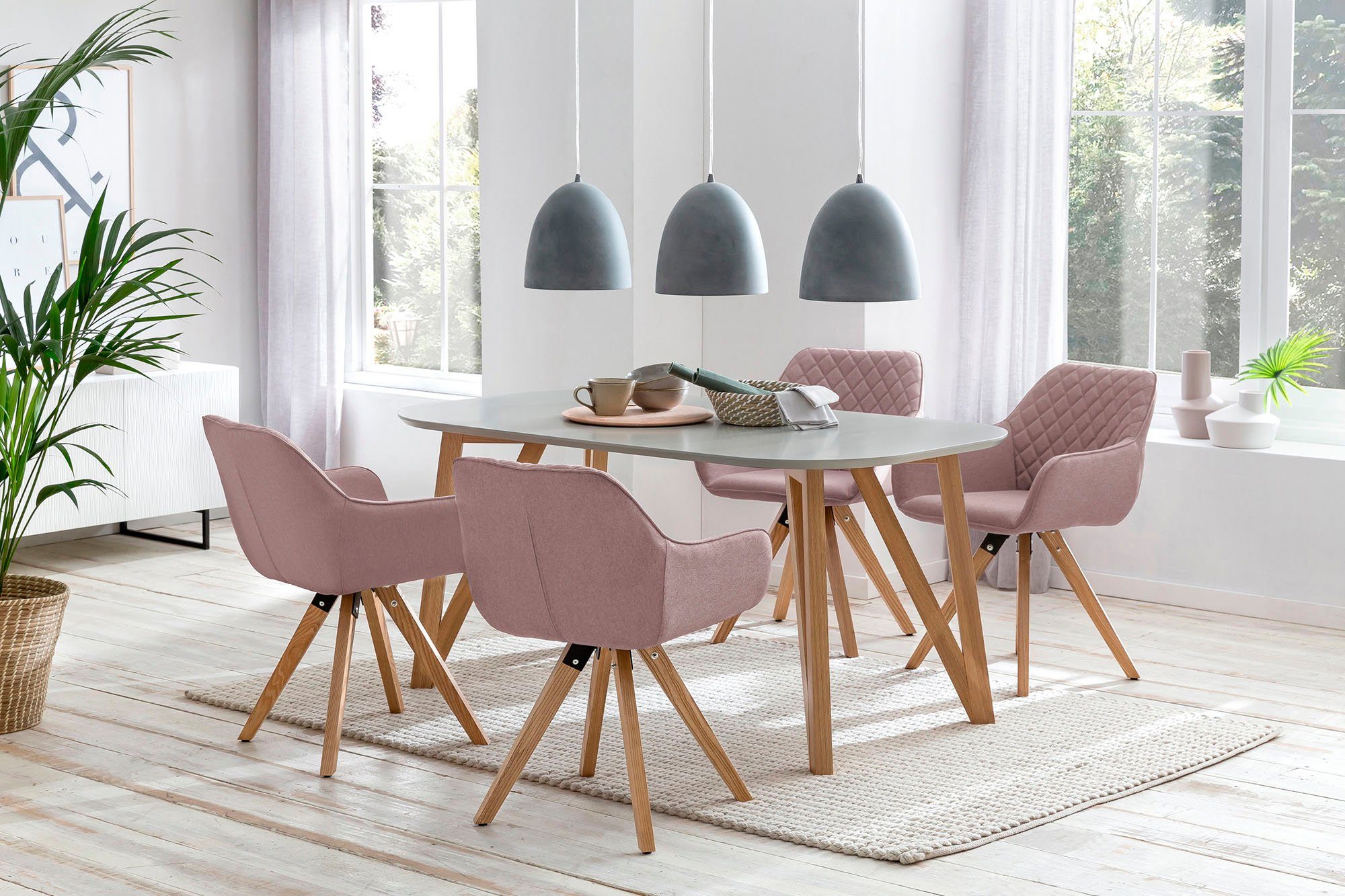 schroef Interactie Zogenaamd SalesFever Eethoek bestaand uit 4 moderne beklede stoelen en een 180 cm  brede tafel (set, 5-delig) in de online winkel | OTTO