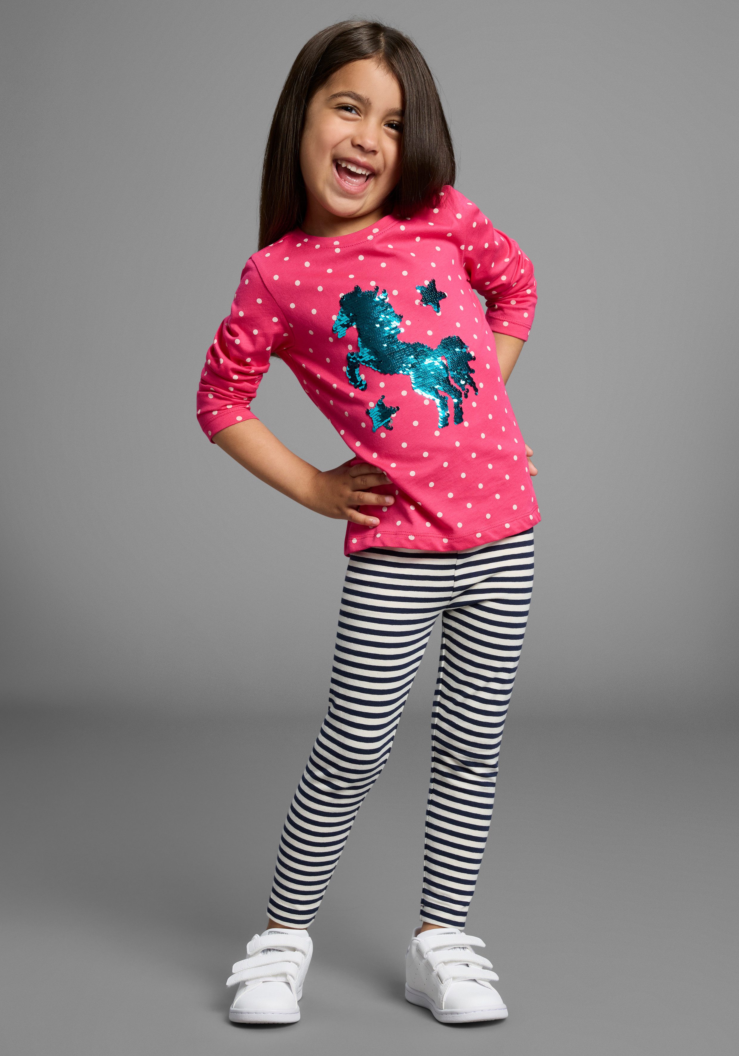 KIDSWORLD Shirt met lange mouwen Voor kleine meisjes Lange mouwen, basic pasvorm, bedrukt, ronde hals