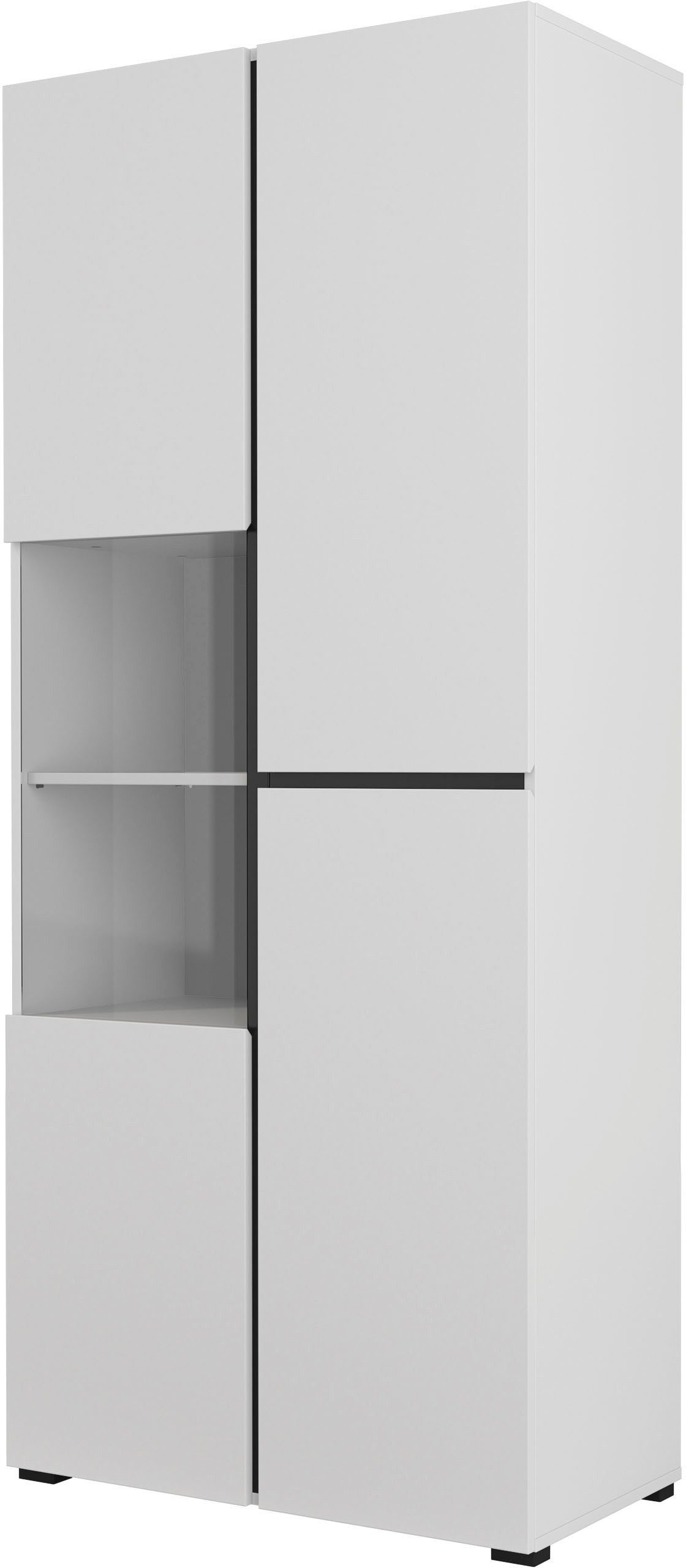 INOSIGN Vitrinekast Cross, Hoogte 183,5 cm, moderne greeploze staande vitrine met 3 deuren