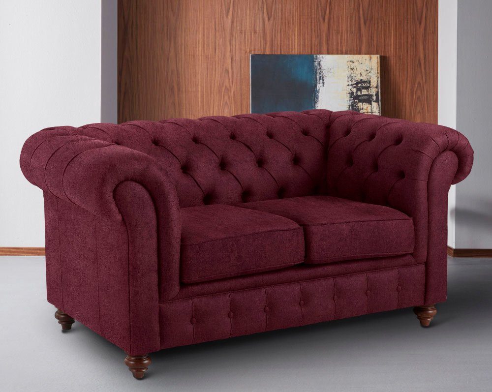 Home affaire Chesterfield-bank Chesterfield 2-zits B/D/H: 150/89/74 cm met hoogwaardige knoopdetails, ook in leer