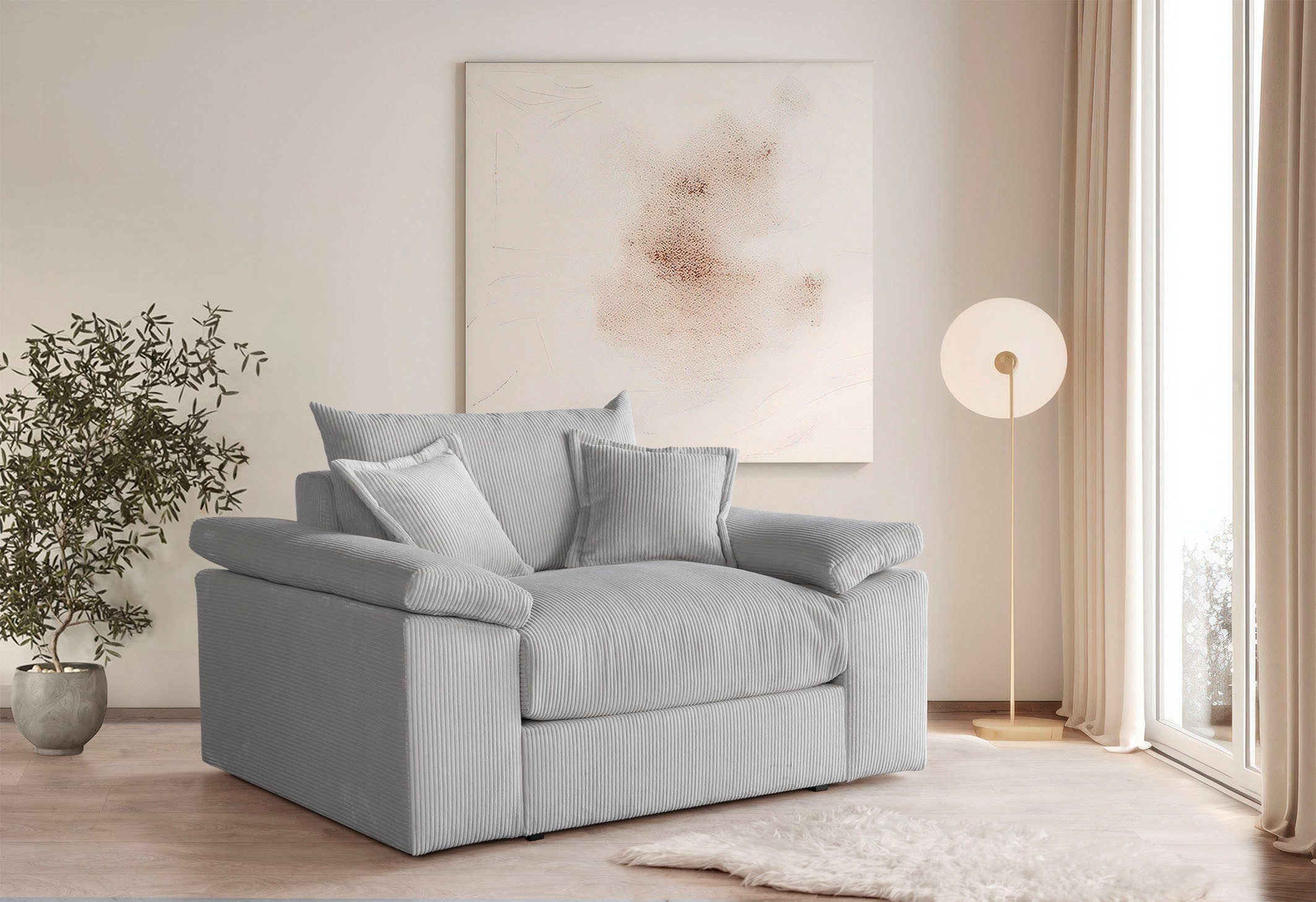 Home affaire XXL-fauteuil Soft&Cosy in corduroy, inclusief 2 sierkussens