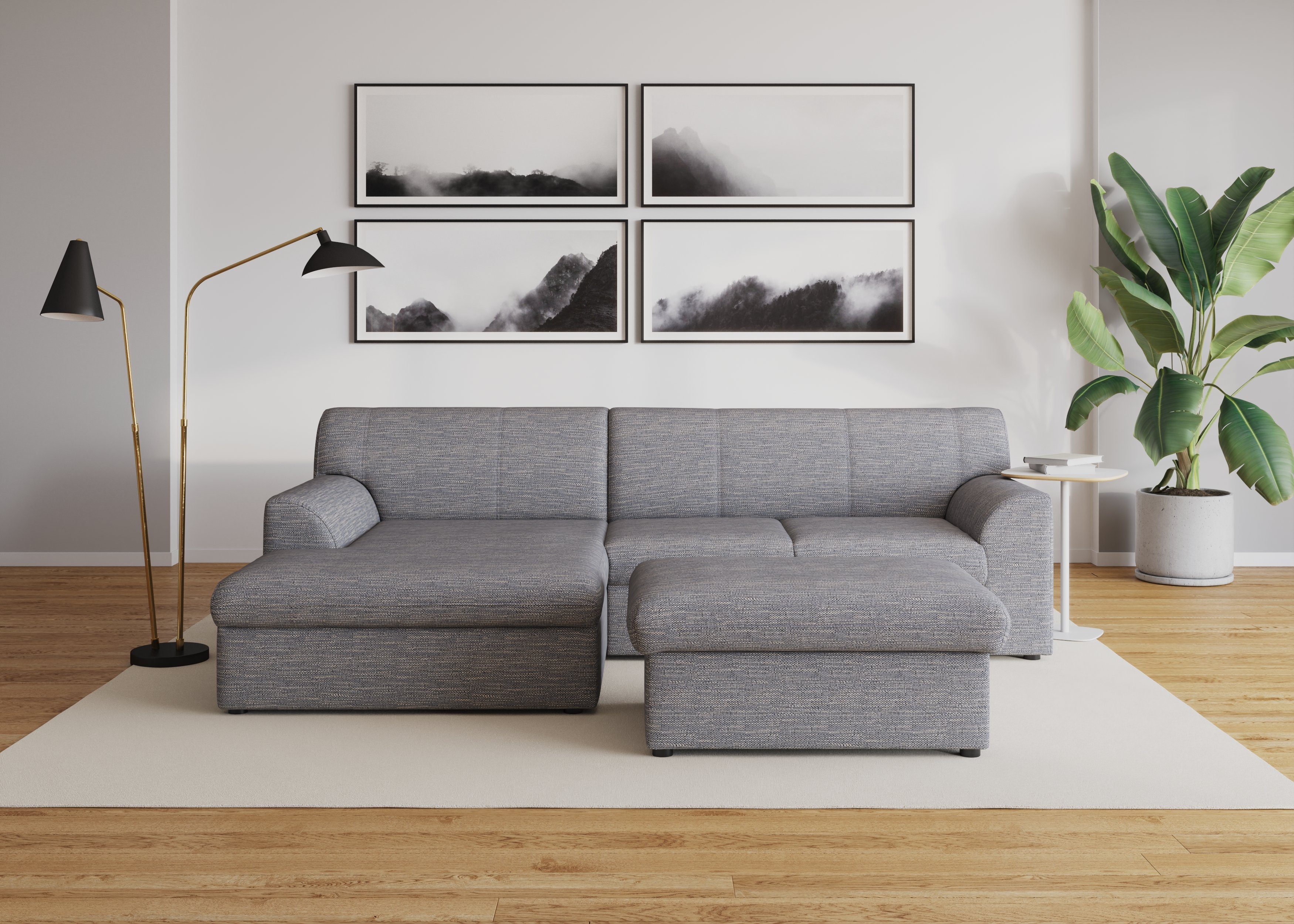 DOMO collection Hoekbank Topper, elegant en tijdloos, compacte afmetingen 245/155cm, L-vorm