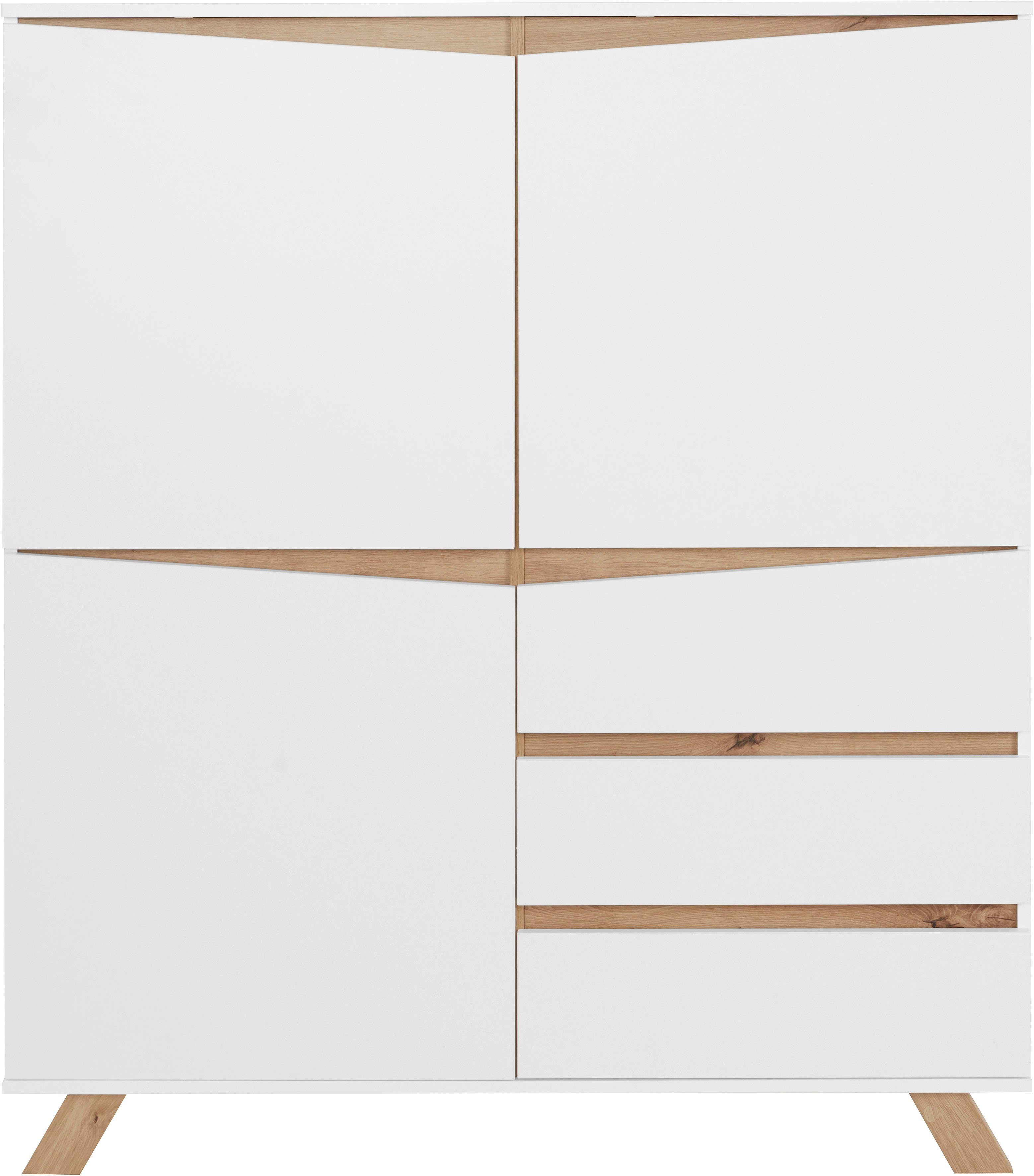 Homexperts Highboard Vicky , breedte 120 cm, hoogte 142 cm, in matwit