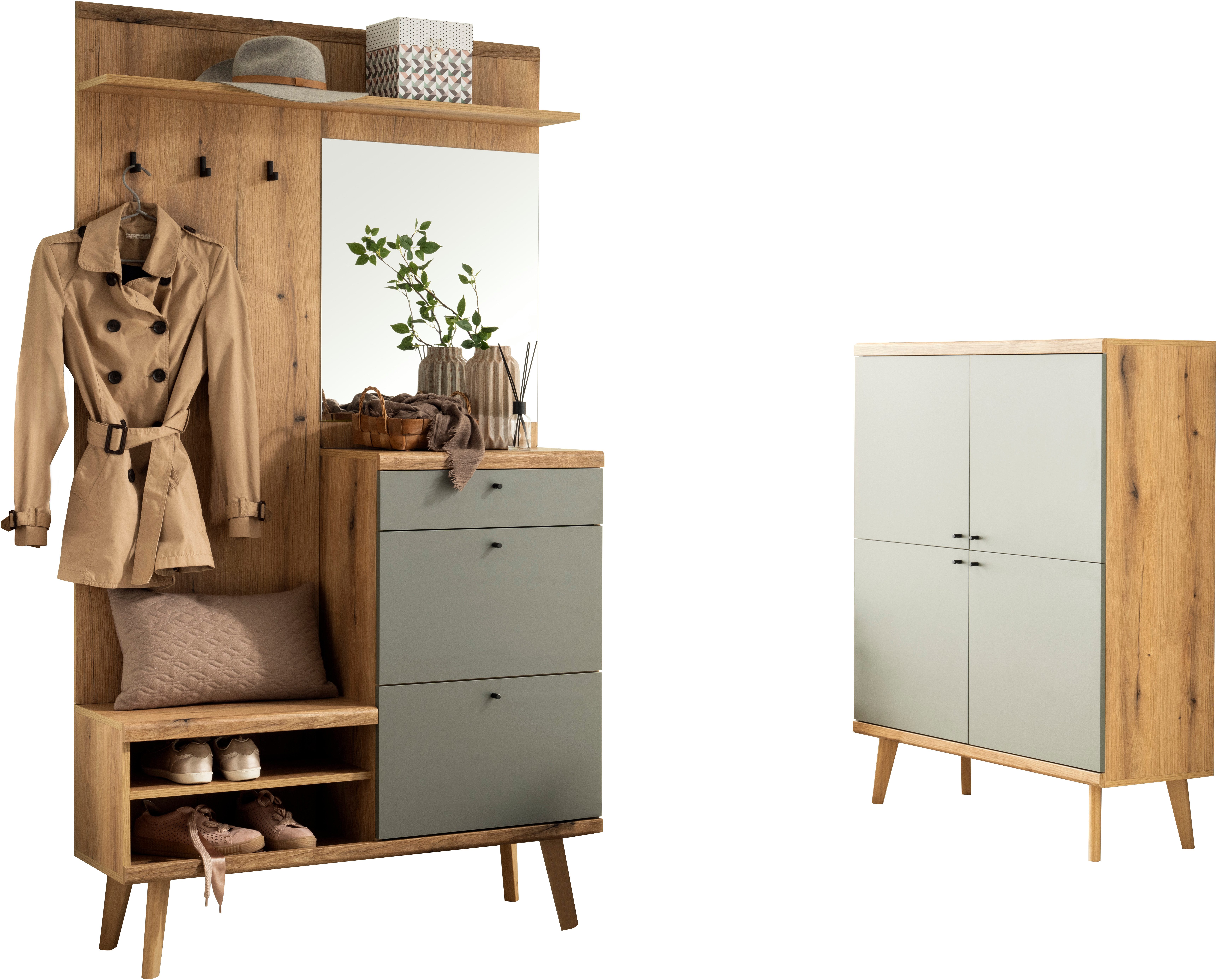 INOSIGN Halmeubelset Mavas, Garderobe met opbergruimte, Garderobekast in Scandic Design (set, 2-delig)