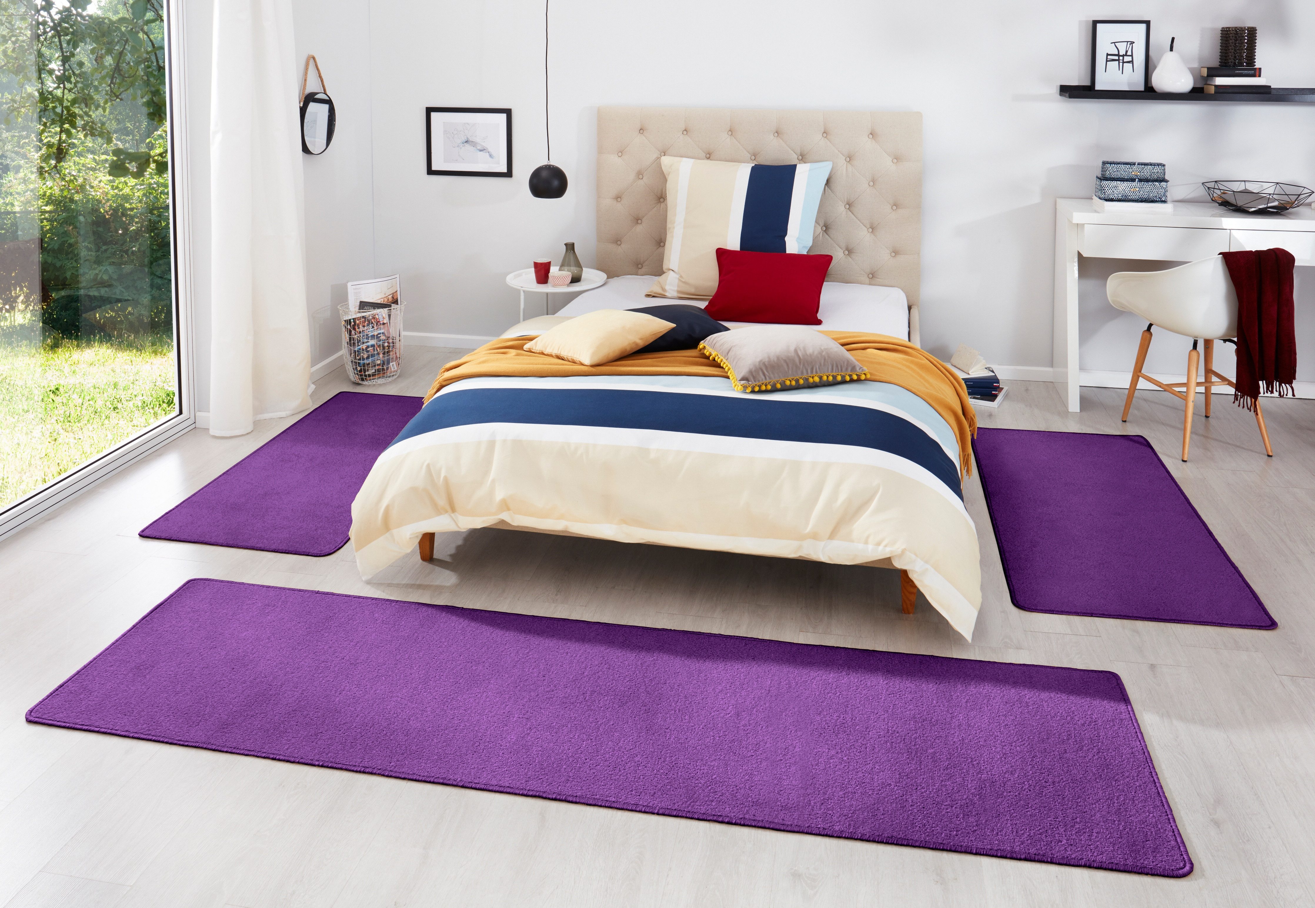 HANSE Home Set slaapkamerkleedjes Fancy Unikleur, slaapkamerkleed, 3-delige loperset voor de slaapkamer
