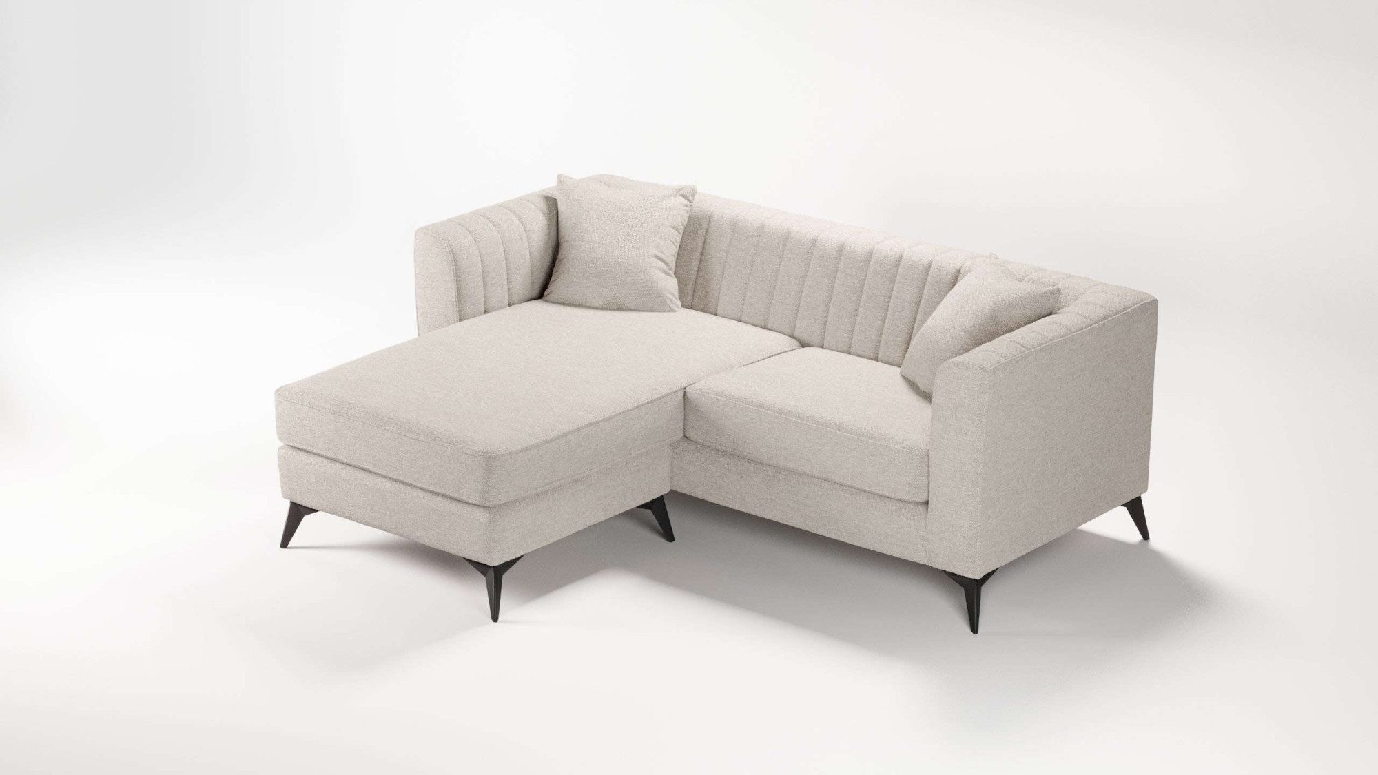 Places of Style Hoekbank MATTHEW L-vorm ideaal voor kleine ruimtes, afmetingen B/D/H: 201/162/74 cm beige, hoekbanken, 201 cm
