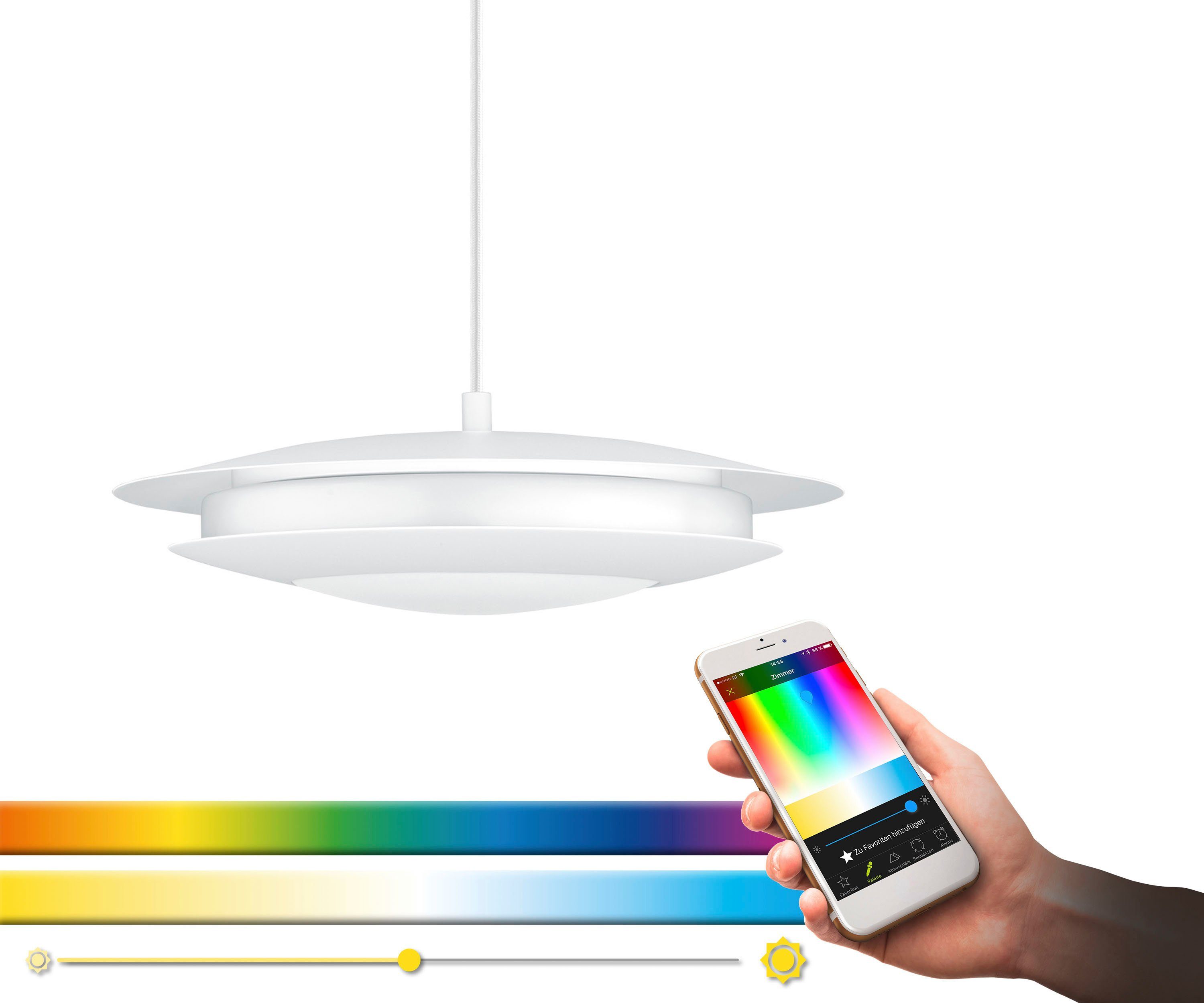 EGLO Hanglamp MONEVA-C Hanglamp, EGLO CONNECT, bediening via app + afstandsbediening (1 stuk)