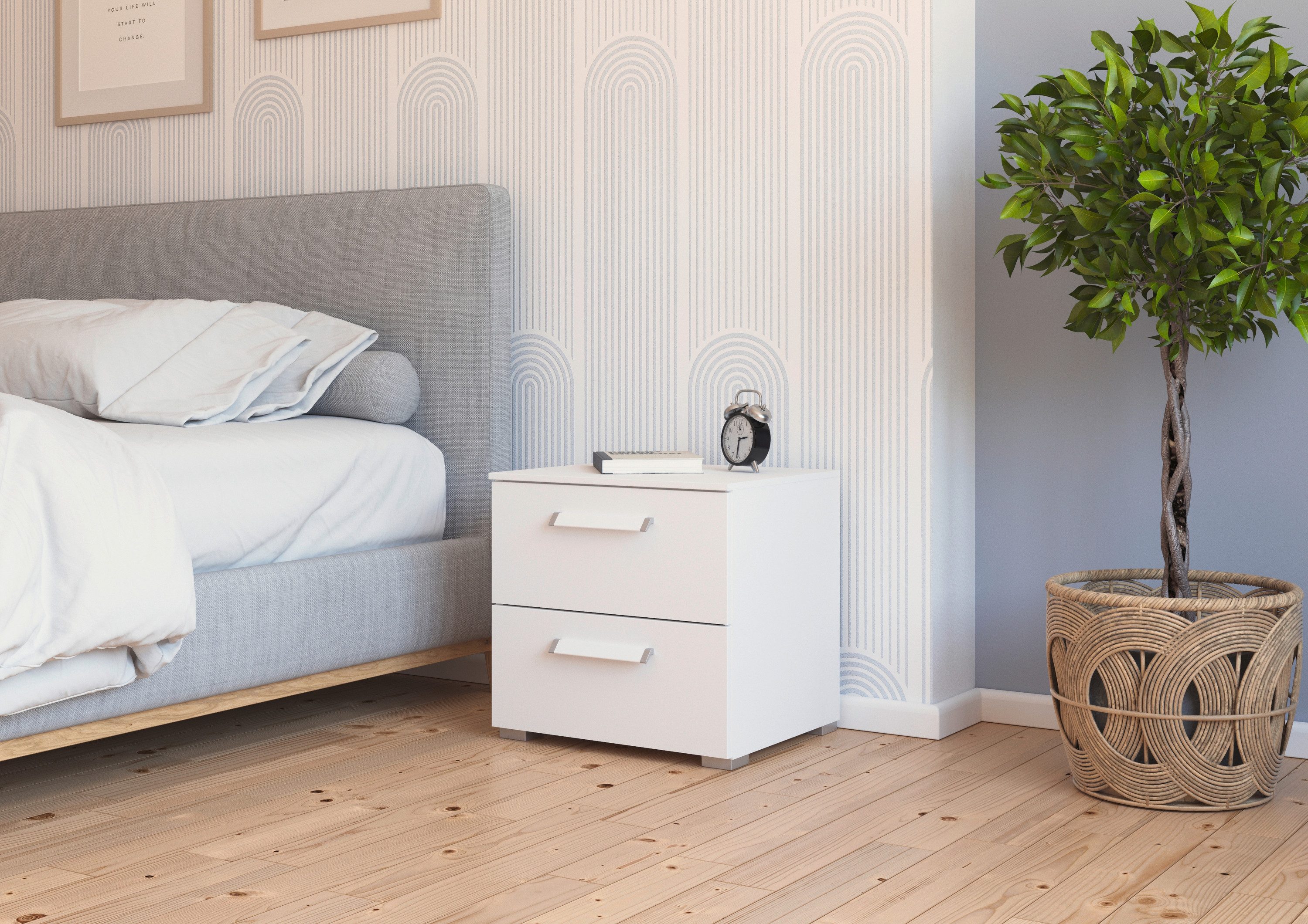 rauch Nachtkastje Nachtconsole Commode EVELYN in elegante stijl met 2 lades, veel opbergruimte made in germany