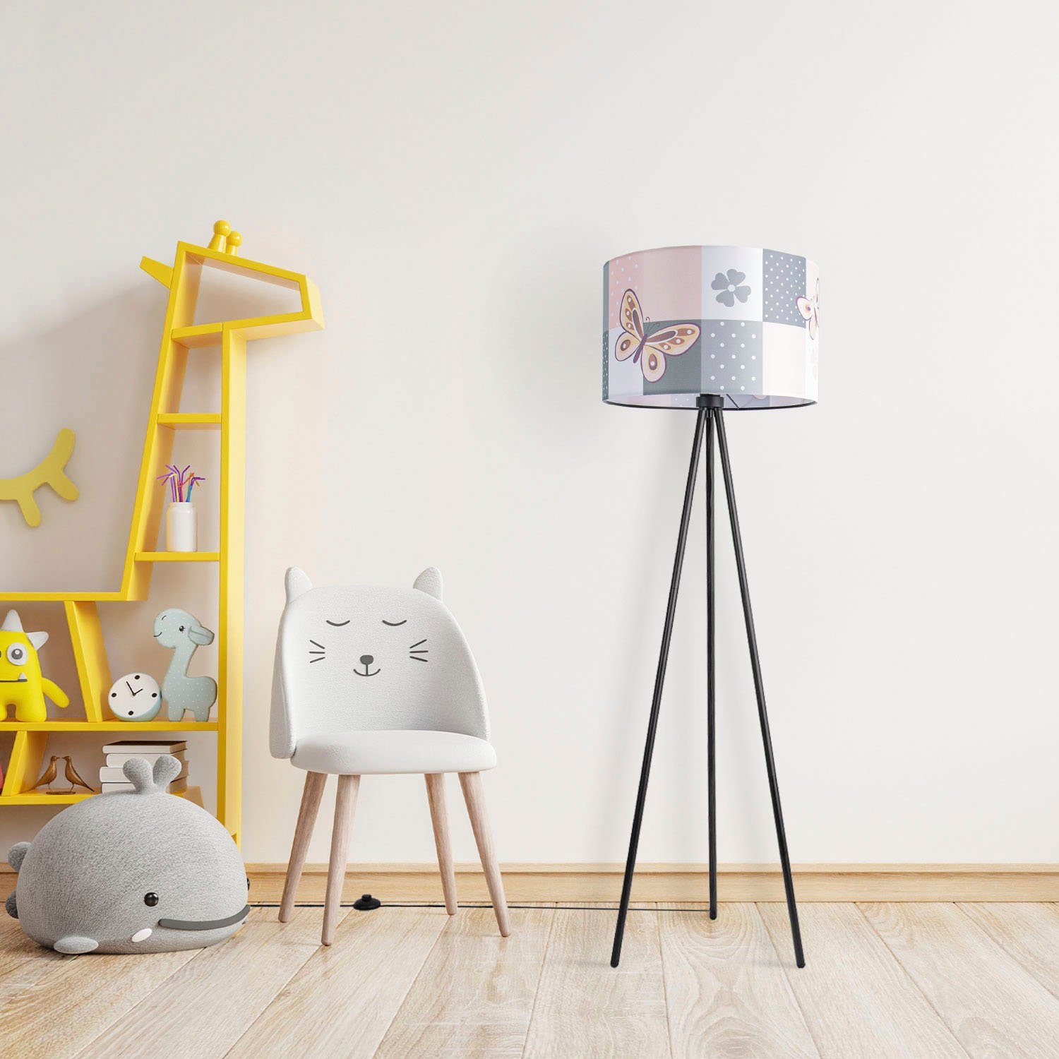 Paco Home Staande lamp Trina Cosmo Lamp kinderkamer kindlamp babykamer E27 vlinder bloemen