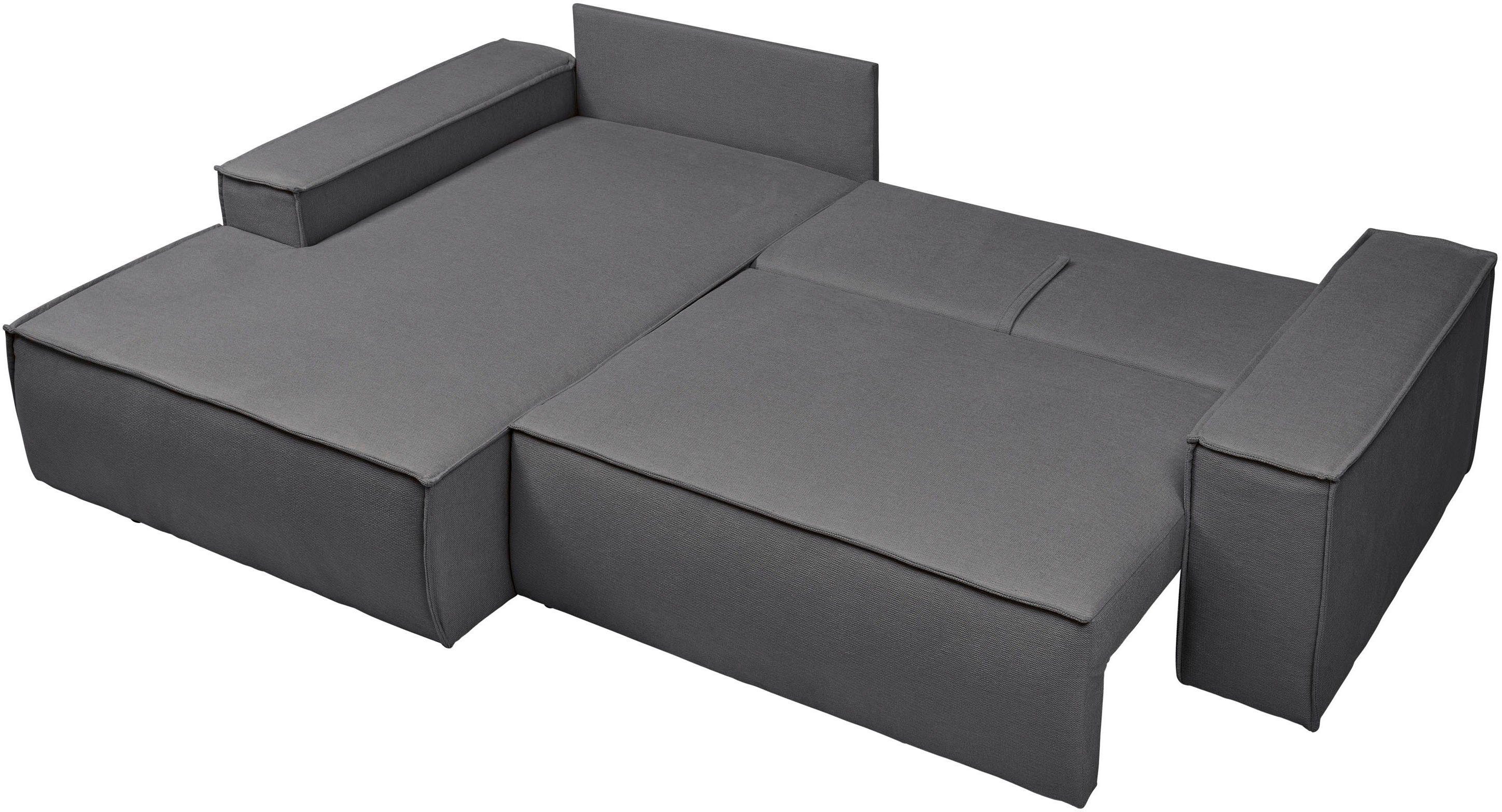 andas Hoekbank Finnley slaapbank 267 cm in Bouclé, fijne structuur en cord, L-vorm