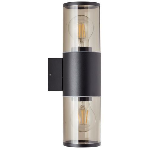 Brilliant Leuchten Wandlamp voor buiten Sergioro Up & Down, 33,2 cm hoogte, E27, aluminium/kunststof, zwart mat