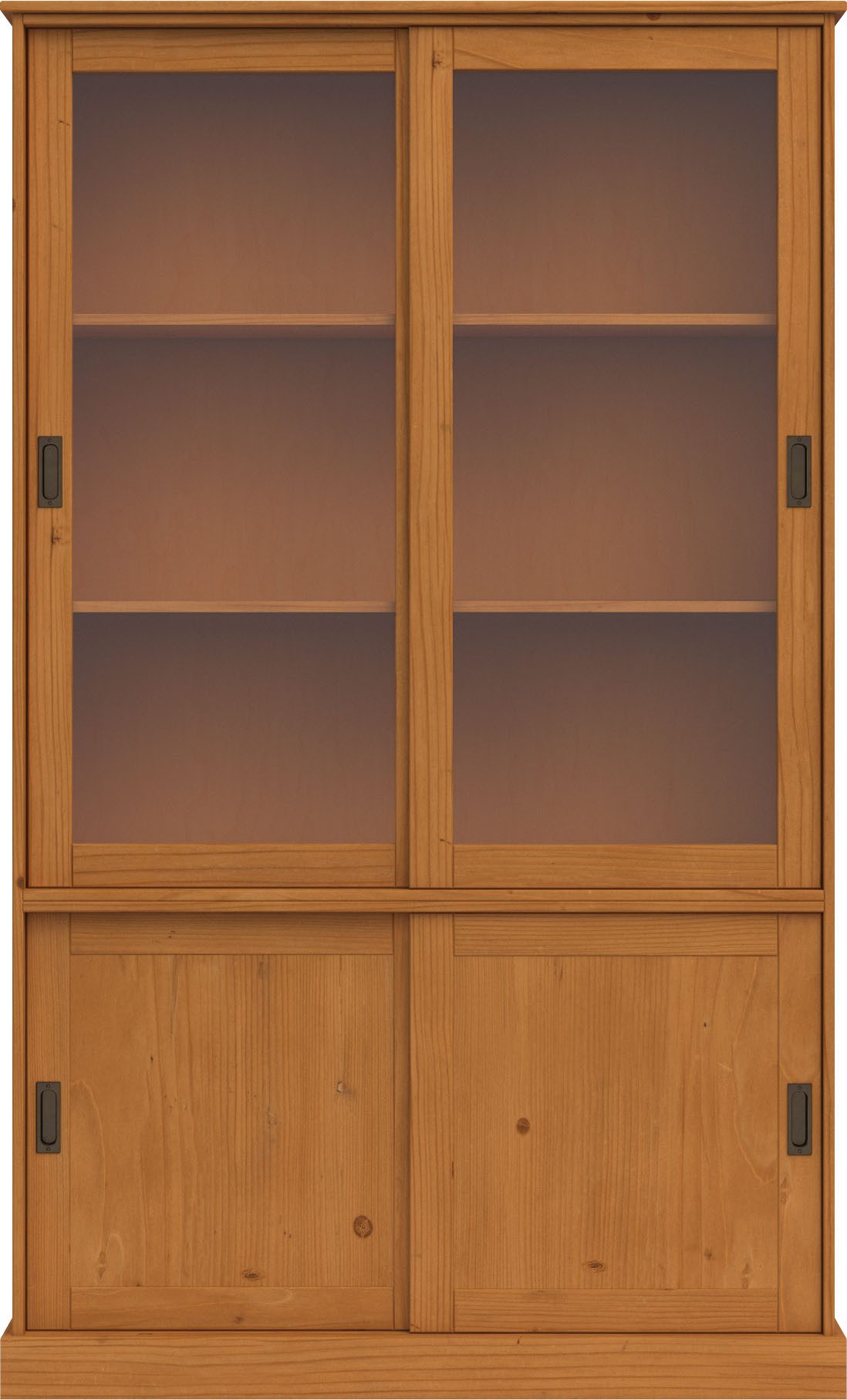 Home affaire Vitrinekast Schröder met 2+2 schuifdeuren, van massief grenenhout, breedte 114 cm